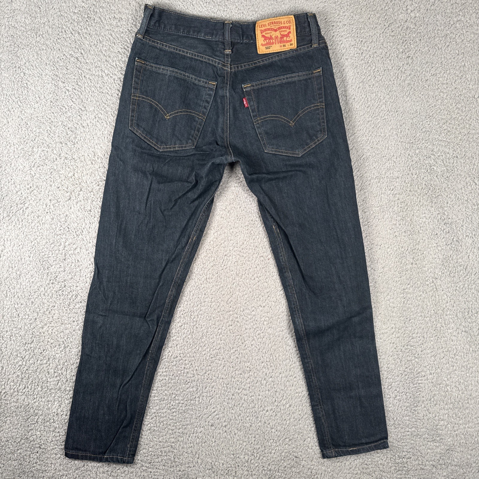 Levis 502 Jeans Mens 31×30 (30×27) Blue Dark Wash Regular Tapered Leg