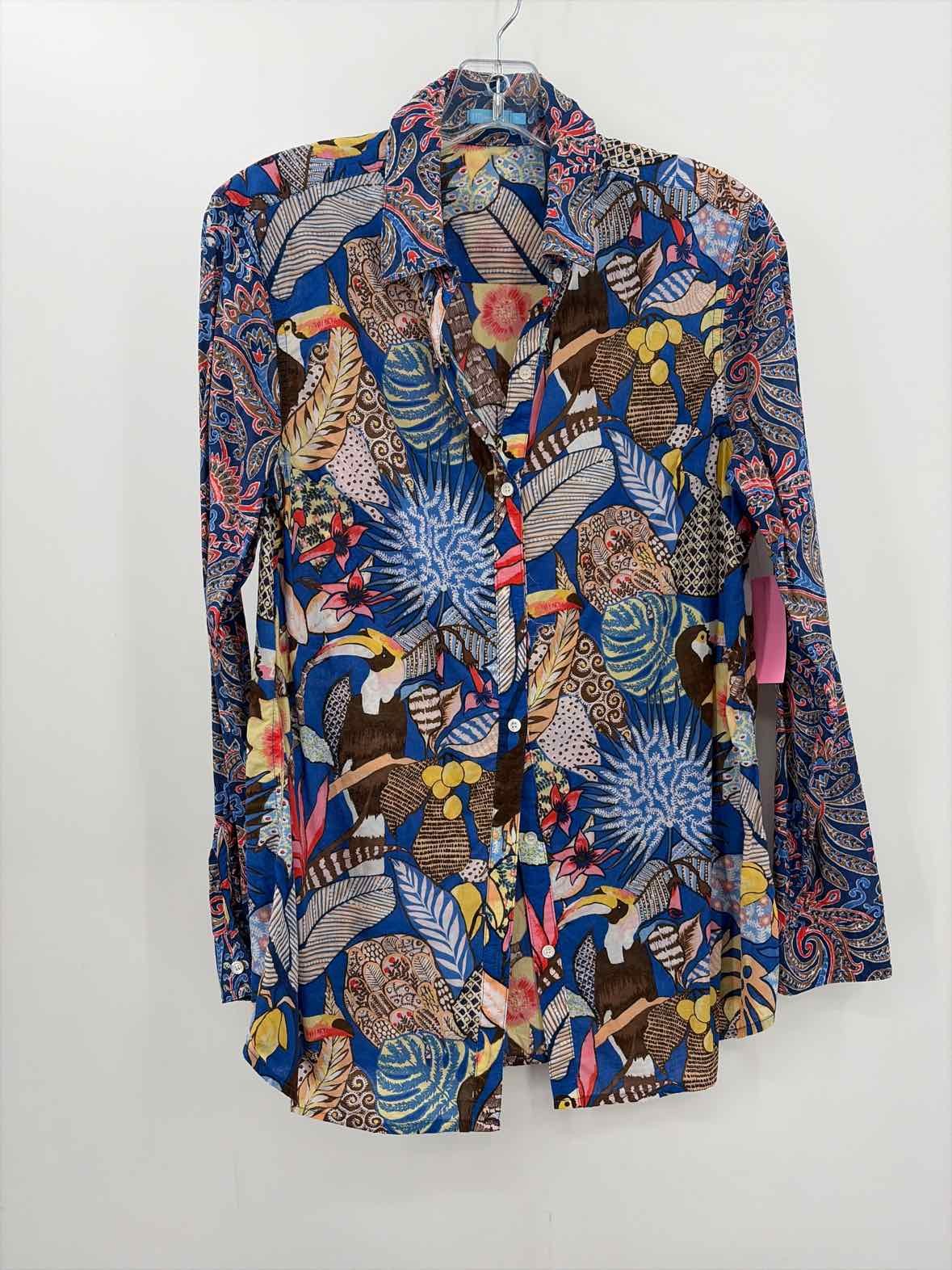 Pre-Owned J Mclaughlin Blue Size Medium Button Down Long Sleeve Blouse