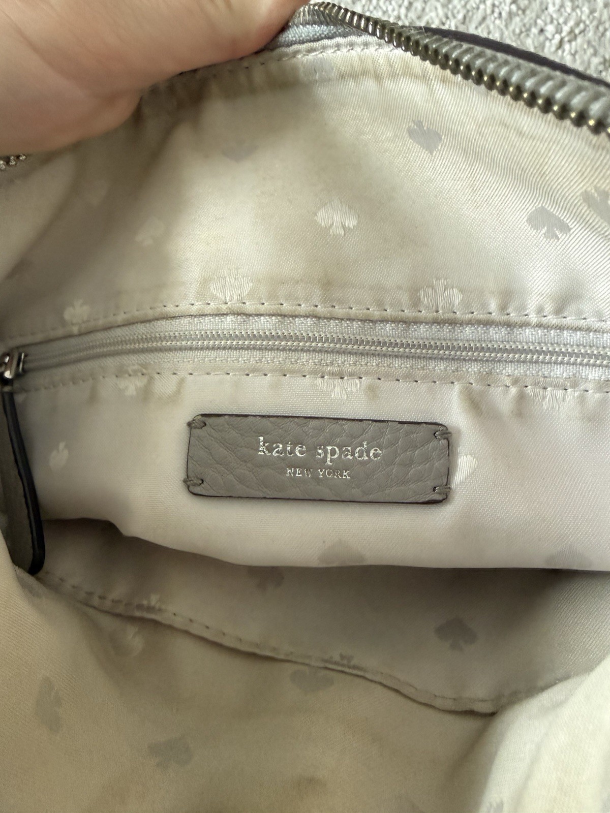 kate spade new york Gray Zip Top Crossbody Bag, Front Zip Pocket