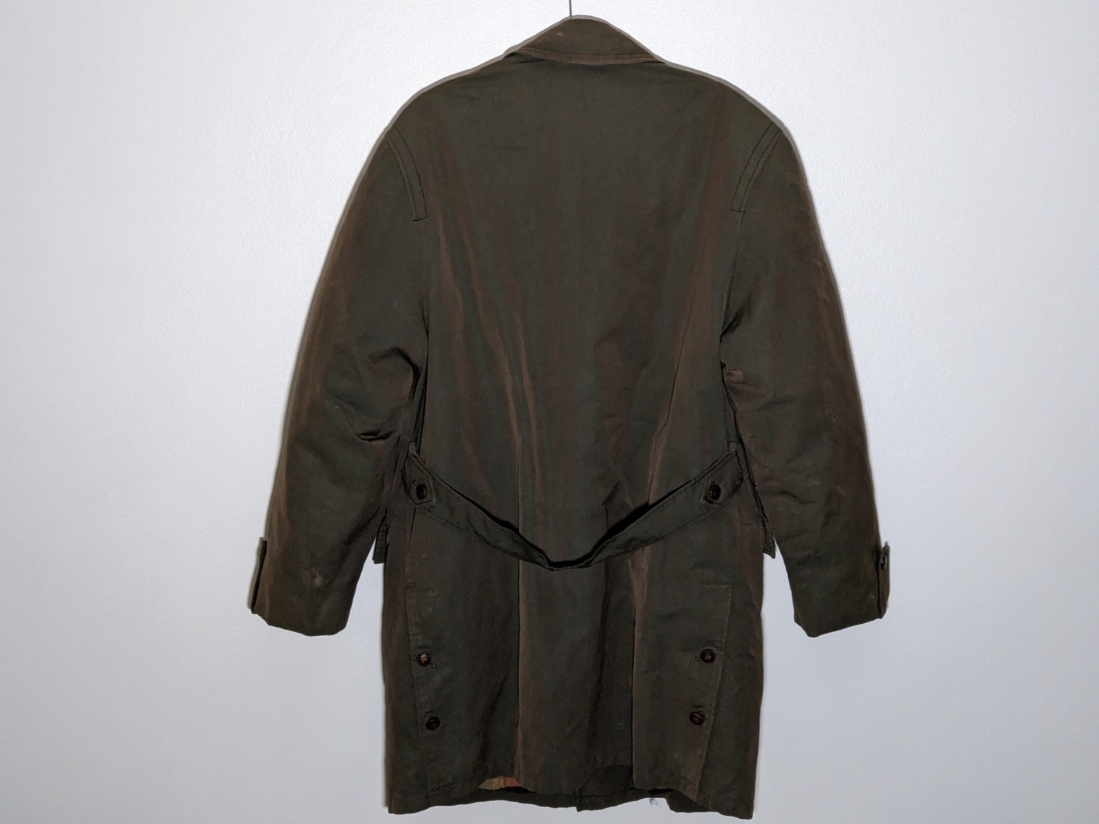 Vintage German Hettlage Valmeline Olive Overcoat Raincoat Mac Coat Mens L