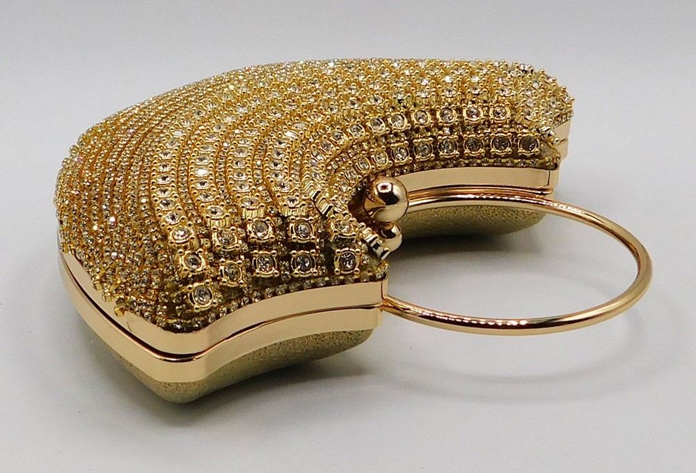 New Rhinestone Evening Handbag Handle Tassel Wedding Party Clutch Purse Gold5280