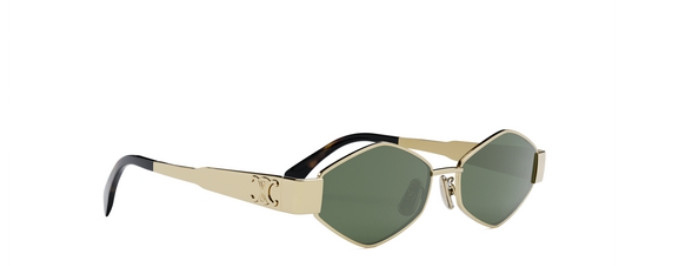Celine Triomphe CL40254U 30N Shiny Endura Gold/Green Metal Women’s Sunglasses