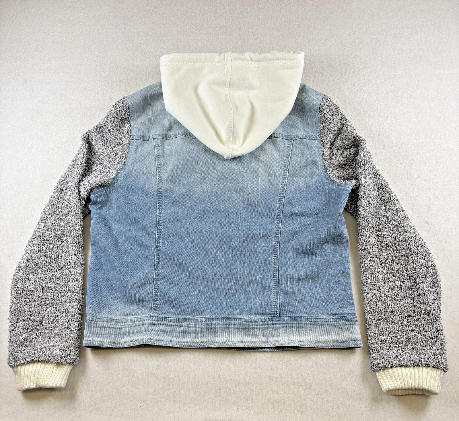 Wallflower Jacket Womens XL Blue Cina Wash Dreamer Hooded Knit Sleeve Denim Y2K