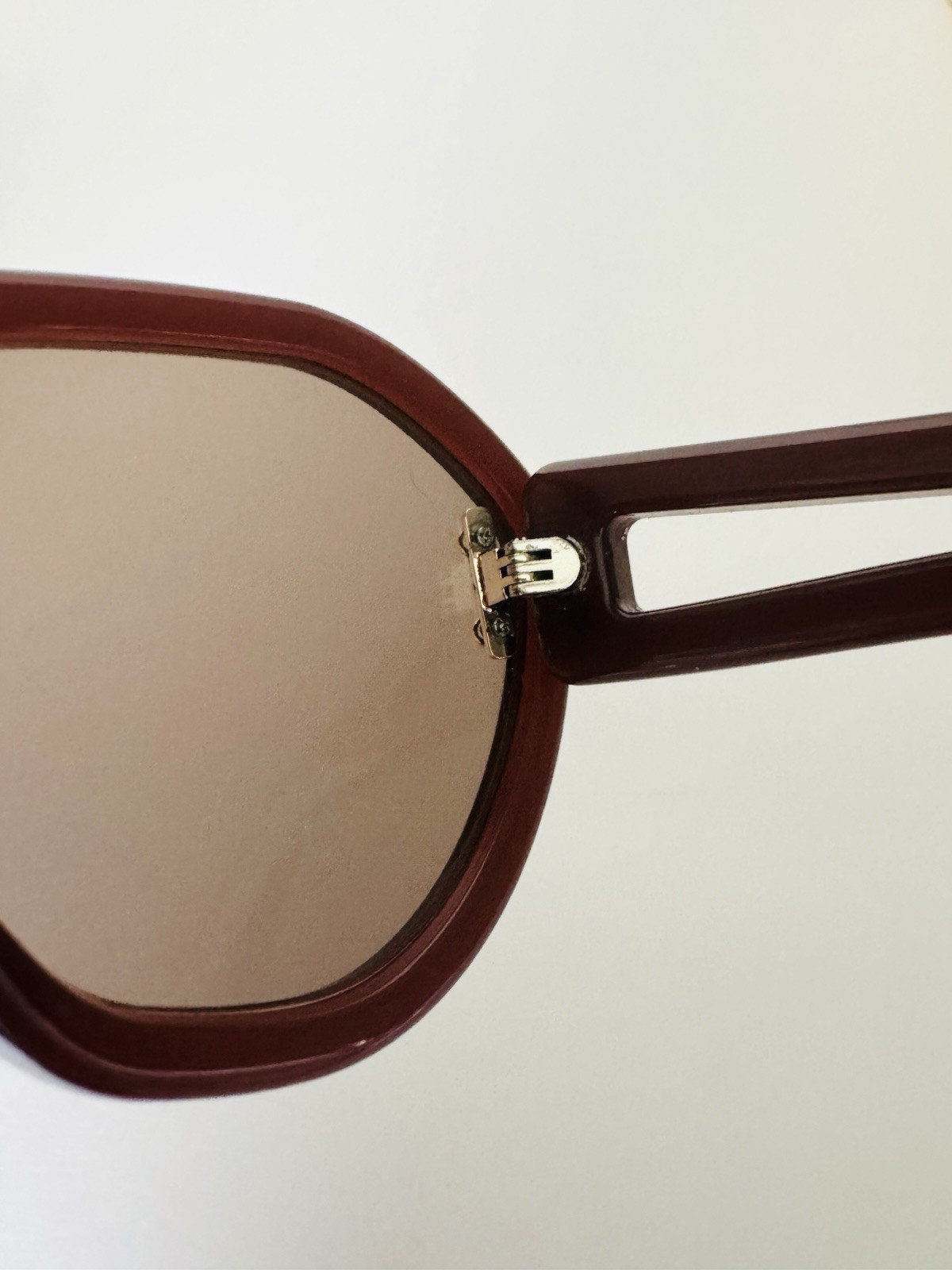 NWOT HM Studio Soldout Boho Resort Oversized Angular Burgundy Brown Sunglasses