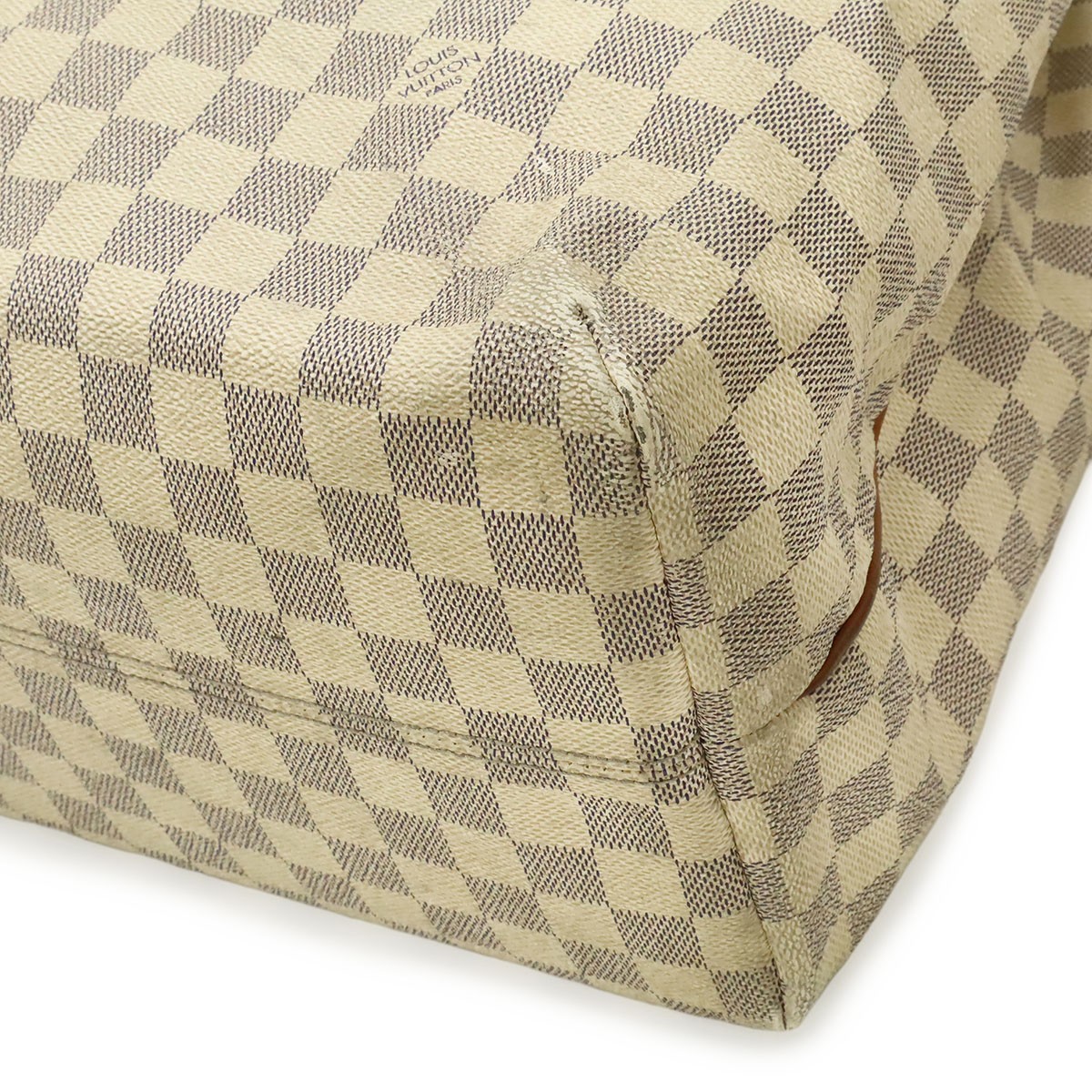 Louis Vuitton Damier Azur N41179 Tote Check Canvas Ivory Unisex Bag #BLB2062