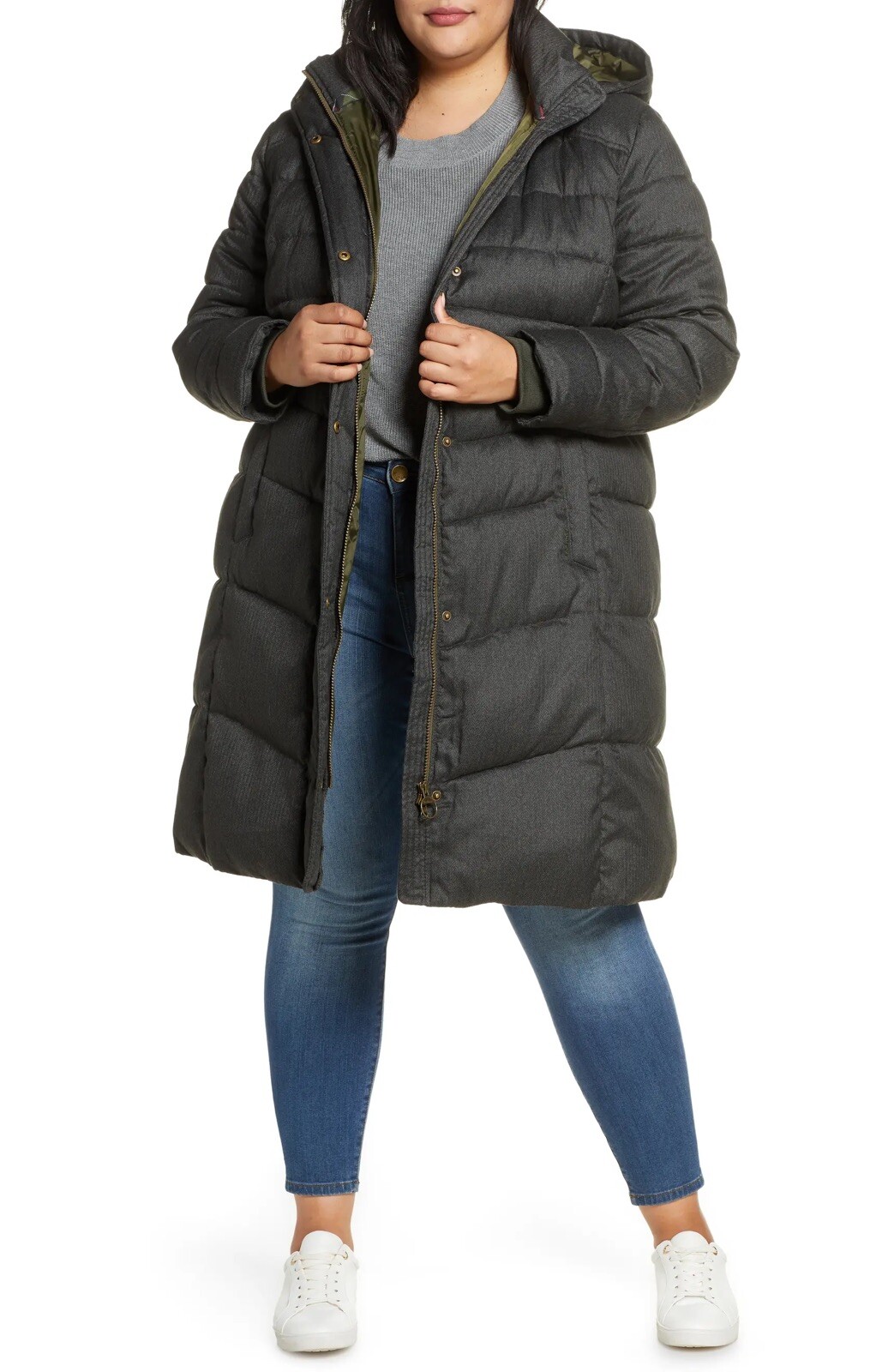 Authentic Barbour Olive Lonnen Herringbone Quilted Hooded Coat – Limited Edition