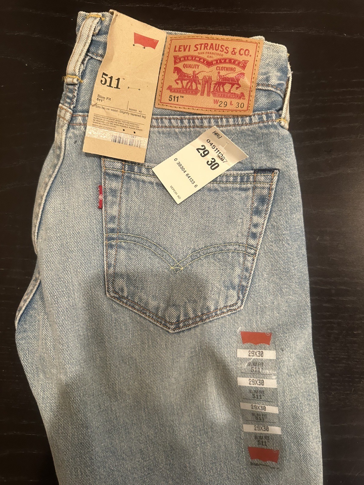 Levi’s 511 Slim Fit Jeans Men’s 29×30 Light Wash Denim NWT Red Tab W29 L30