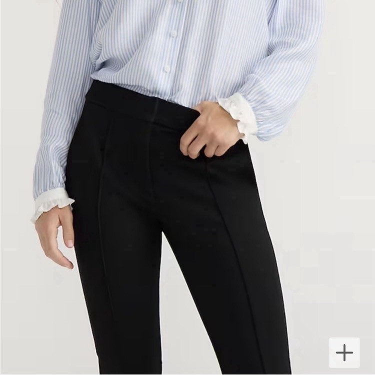 J. Crew Mario Bellucci Italian Cropped Ankle Pants Black Front Leg Seam Sz 2