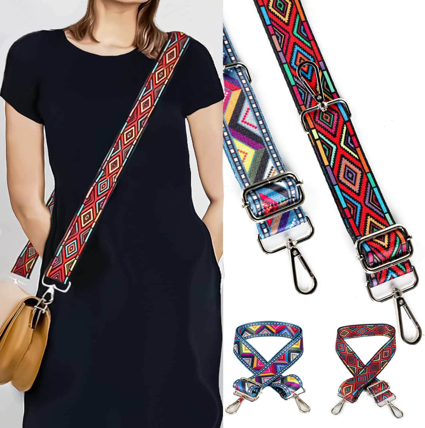 2 PCS Purse Strap, 1.5″ Wide Shoulder Strap Adjustable Replacement, Replacement