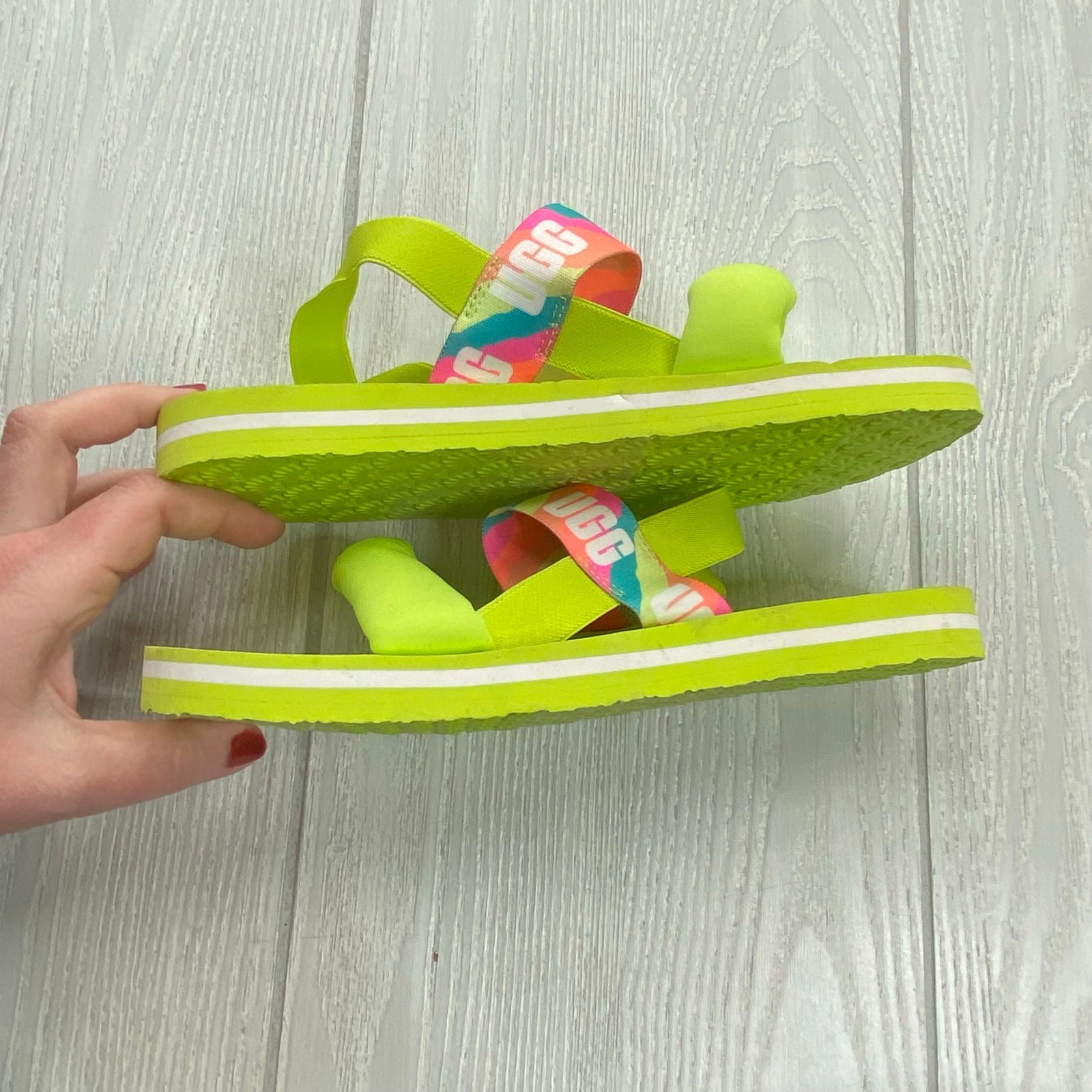 Ugg Women’s Lime Green Strappy Zuma Sling Sandals Size 6