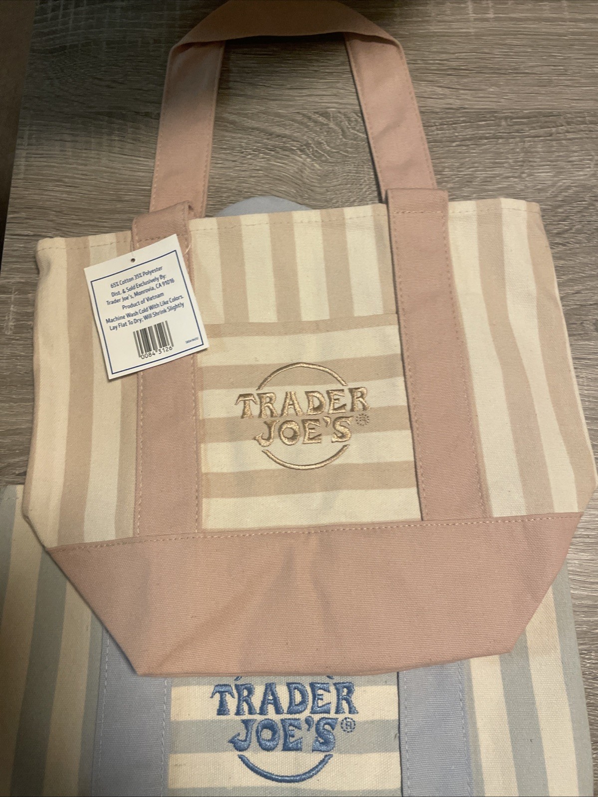 Trader Joe’s Mini Pastel Striped Canvas Tote Bag 2026 Limited Edition Set Of 4