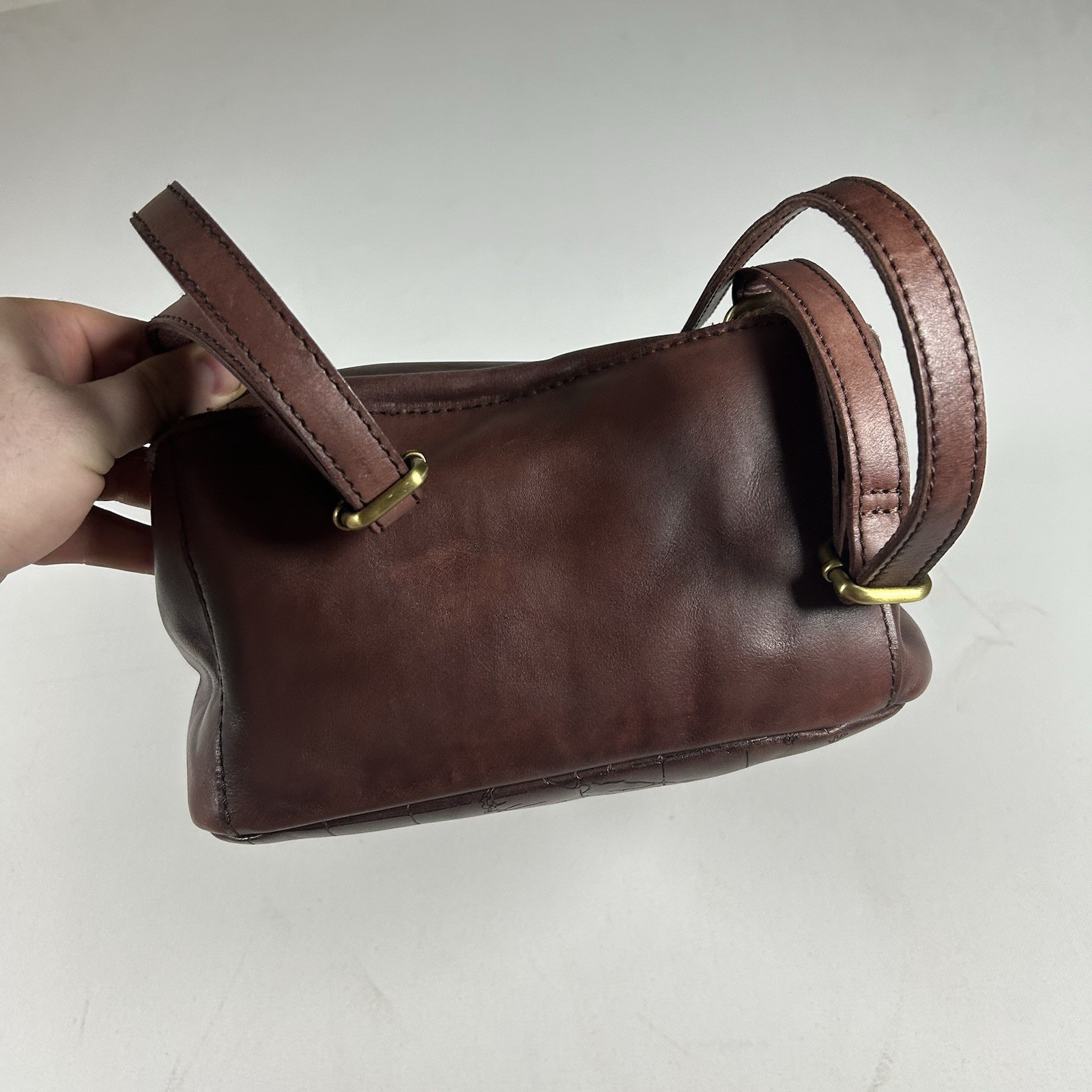 NWT Patricia Nash ITALIAN Leather Map Countries Western Backpack + Dust bag