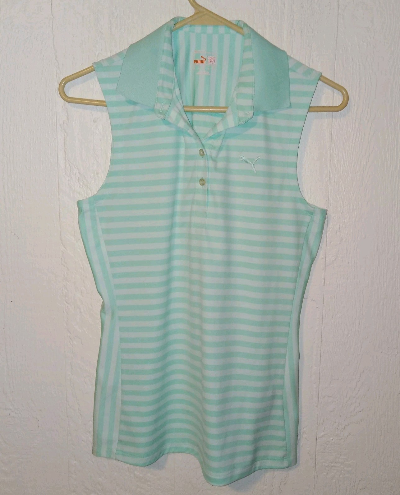 Cobra Puma Golf Women’s XS Sleeveless Polo Shirt Green Striped Athleisure Top