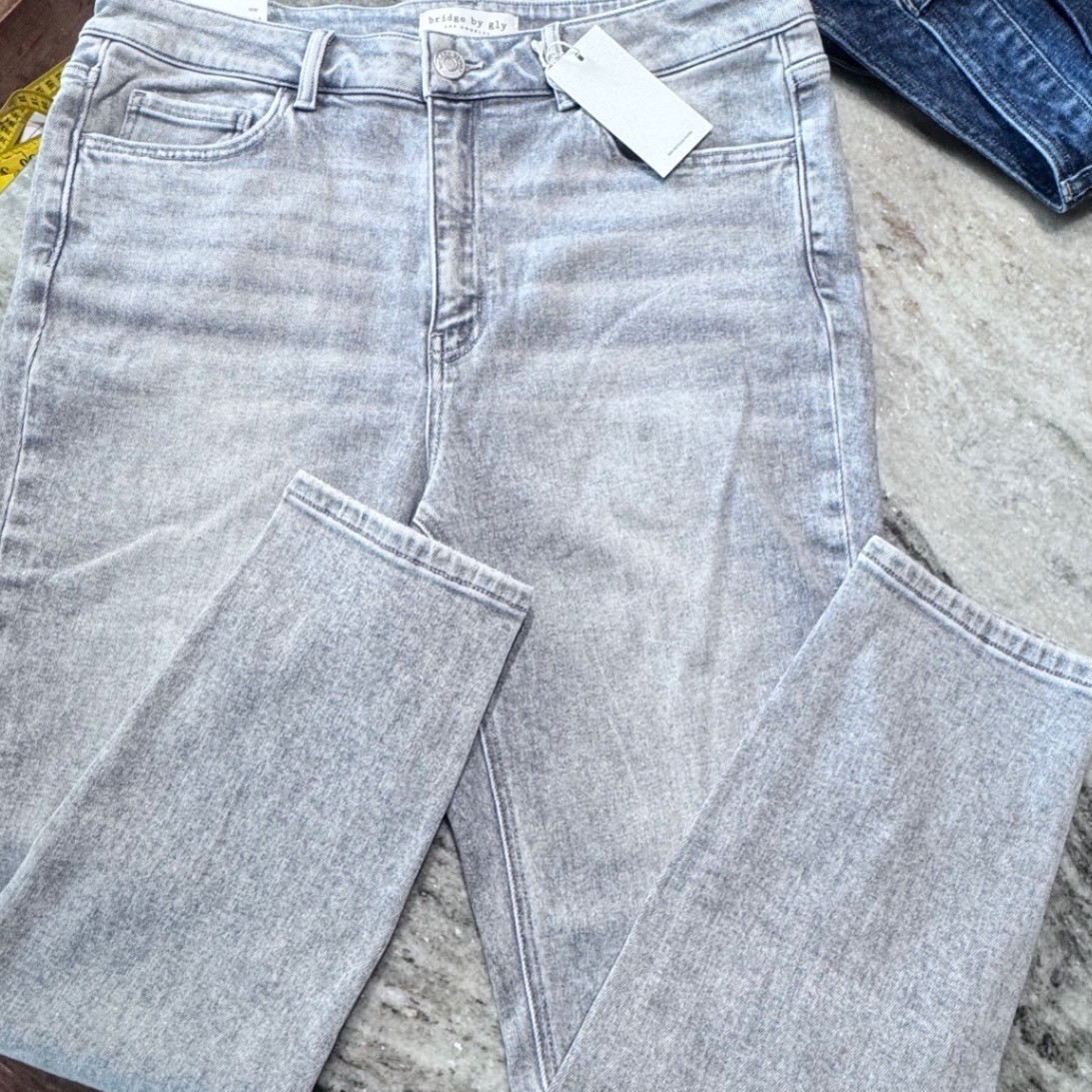 Bridge by Gly Jeans Womens 16W High Rise Skinny Denim Gray Quiet Luxury New
