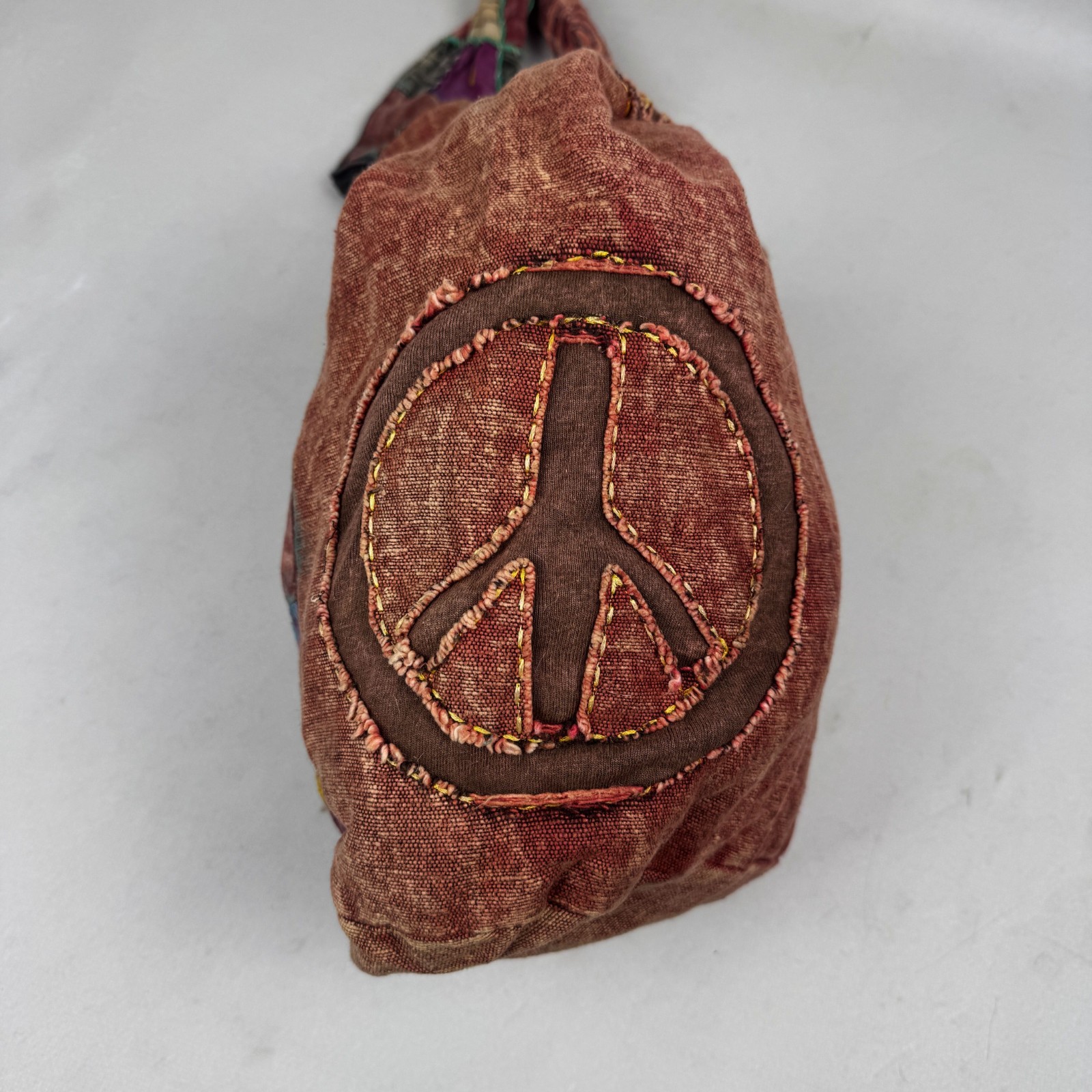 Vintage Hippie Patchwork Peace Sign Shoulder Bag Boho Festival Gypsy Tote