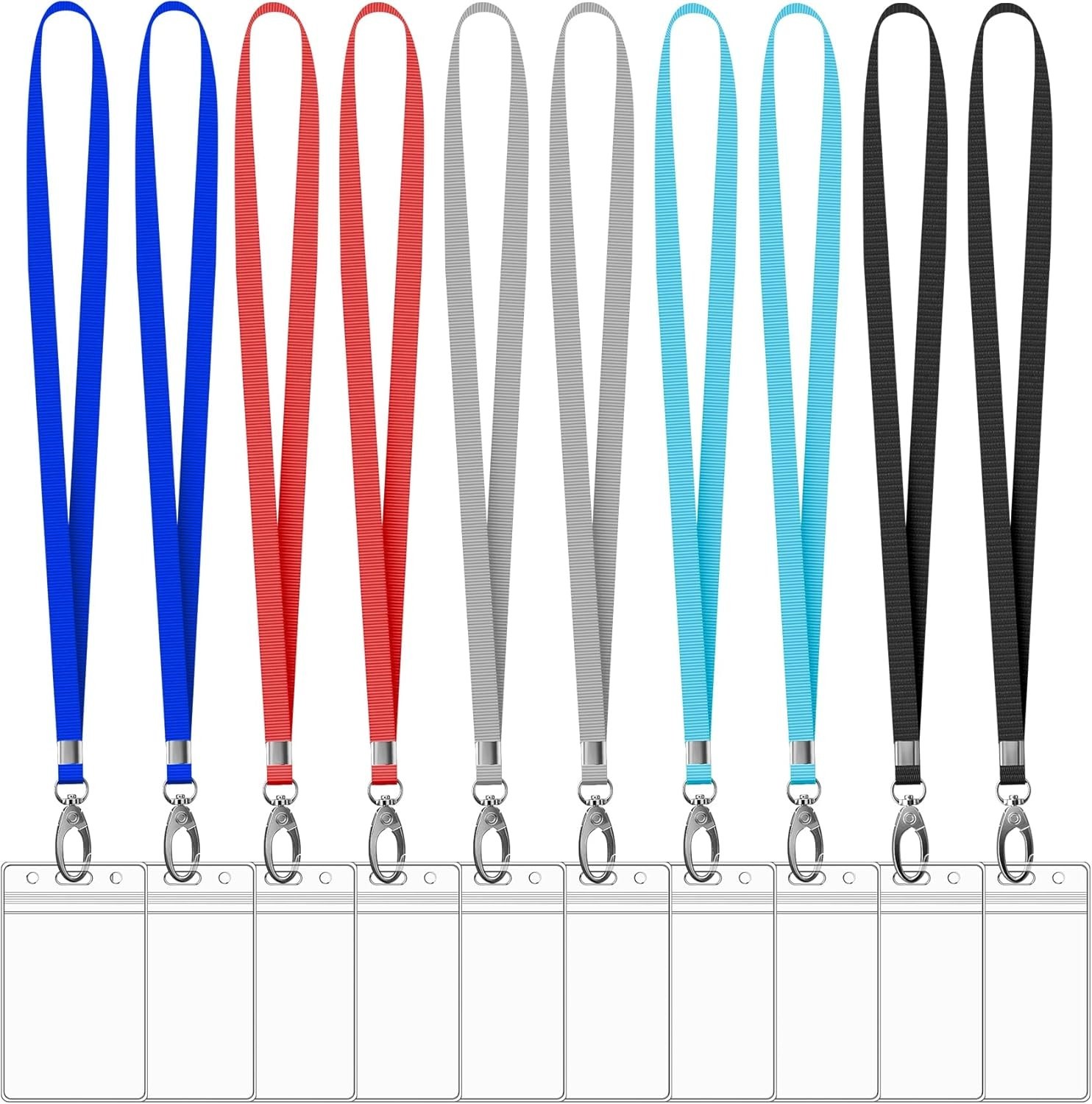 3/5/10 Vertical ID Card Name Tag Badge Holders with Lanyards, Lanyard with Wate
