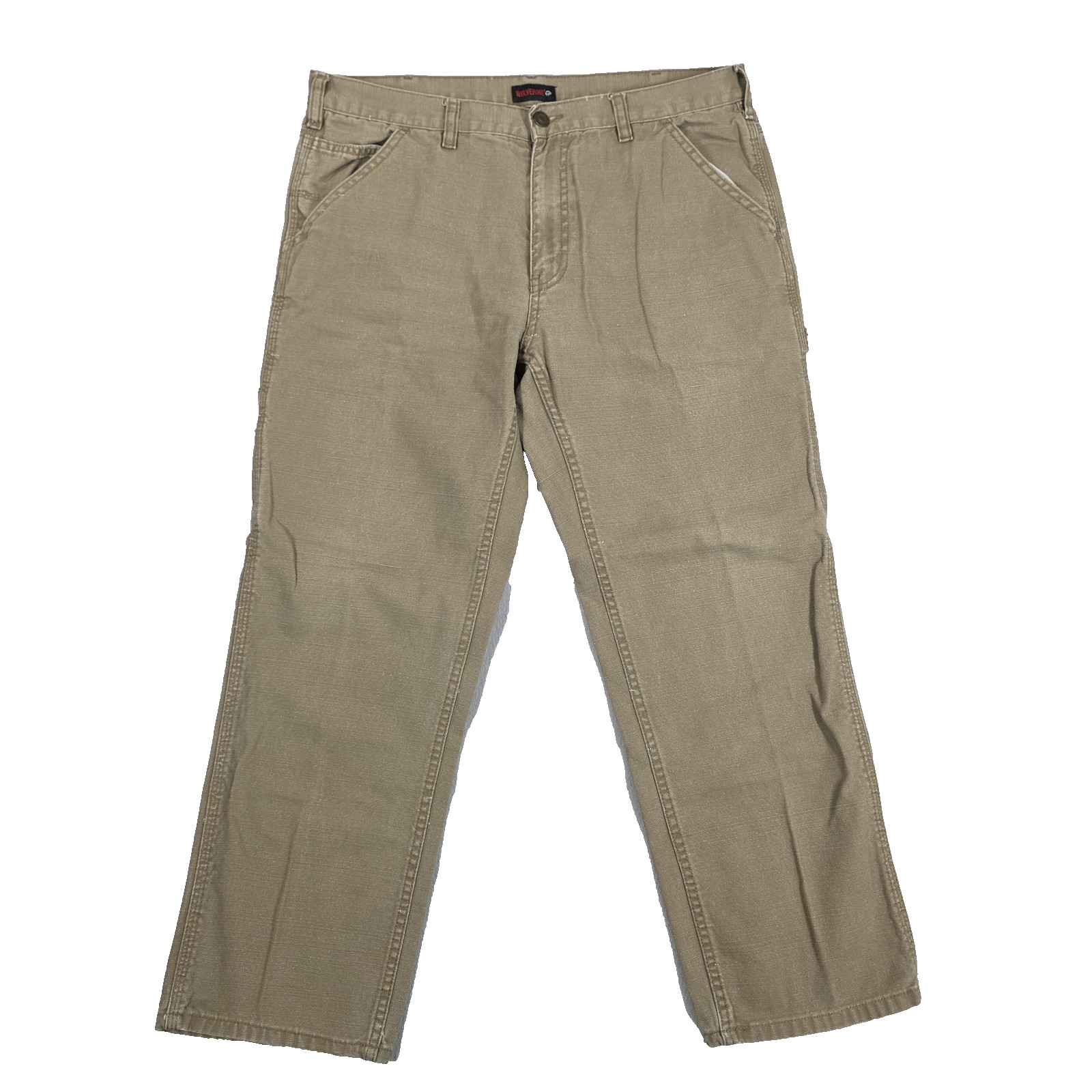 Wolverine Canvas Pants Mens 36×30 Beige Workwear Hammer Loop Made in Switzerland