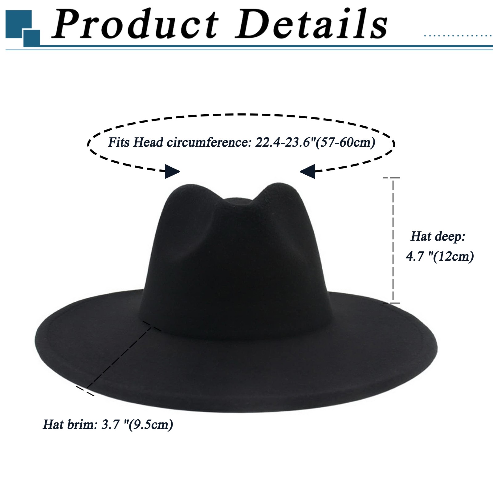 Classic Western Wide Brim Fedora Hat for Men Women Felt Jazz Panama Cap Trilby