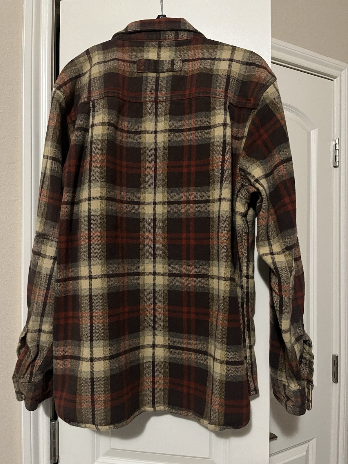Woolrich 6111 Heavy Brown Cotton Flannel Shirt Jacket Men’s Large Elbow Pads