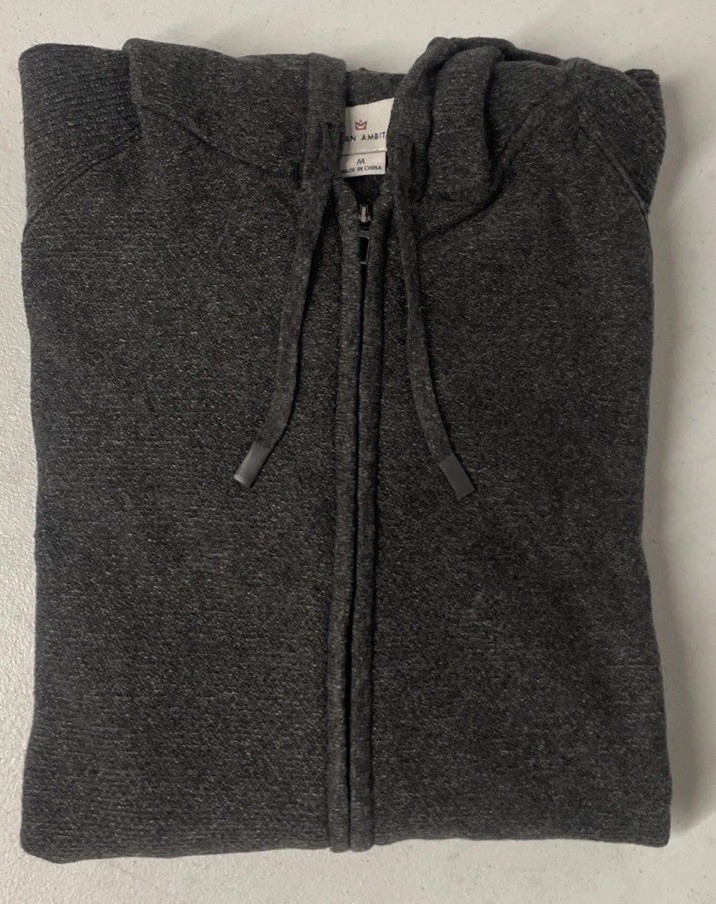MODERN AMBITION Mens Full Zip Hooded Sweater Hoodie Jacket DARK GRAY MEDIUM