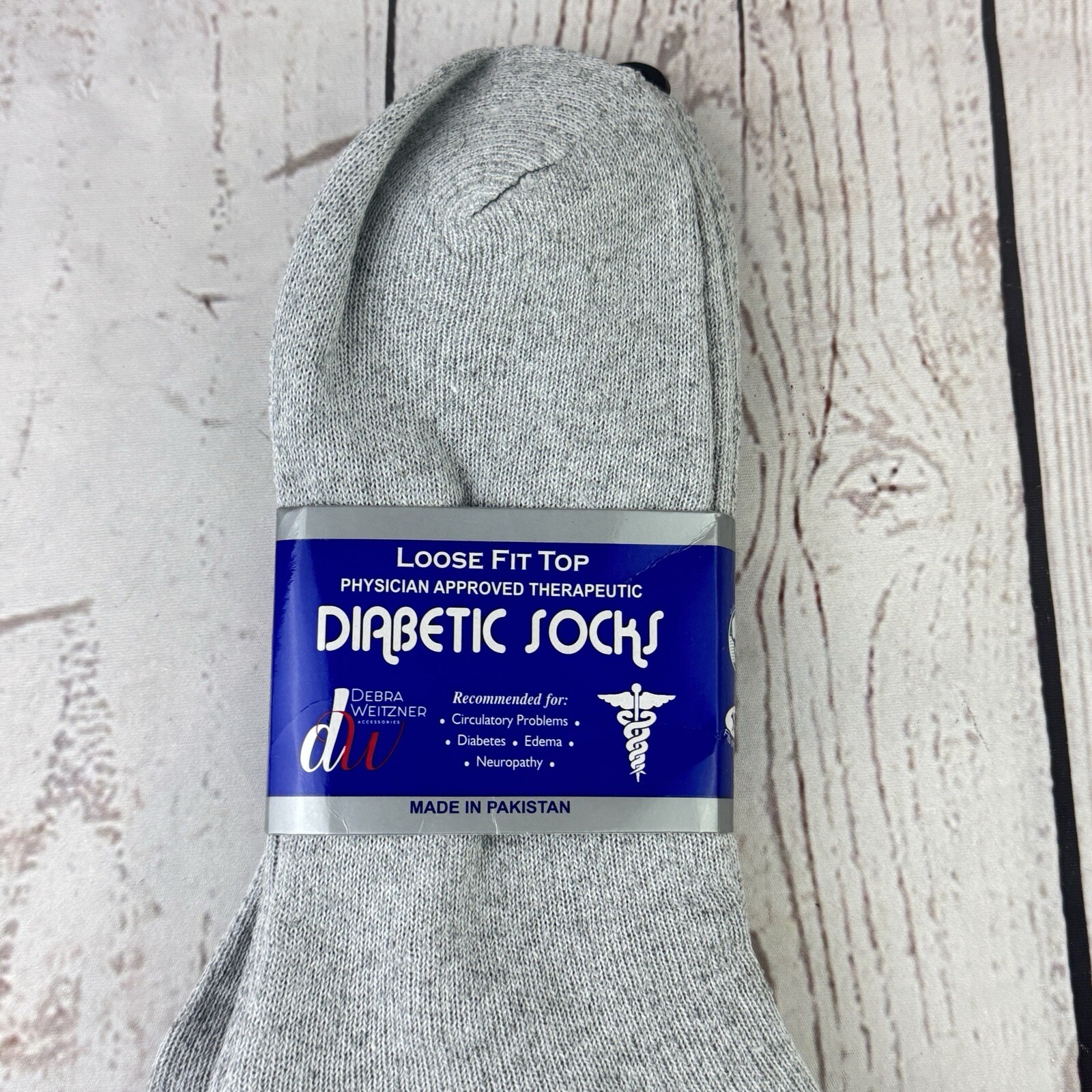 3 Pairs Men’s Diabetic Socks Size 10-13 Gray Crew Lightweight No Binding