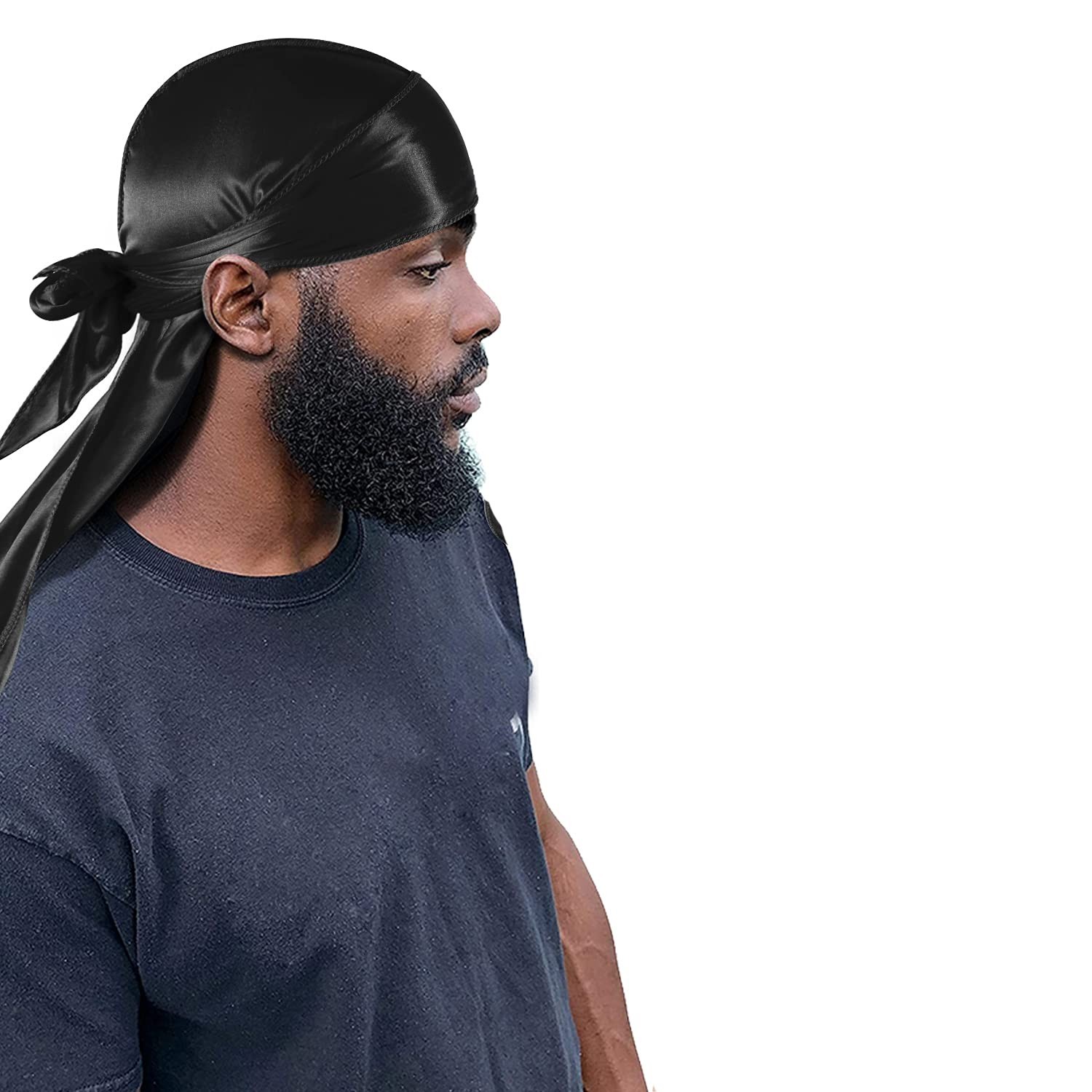 3PCS Silky Durags Pack for Men Waves, Satin Doo Rag, Award 1 Wave Cap,N