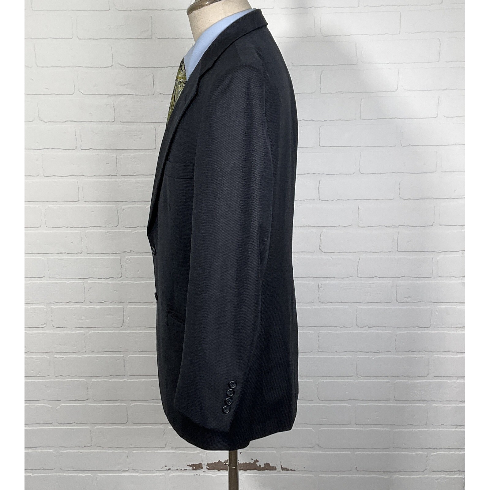 Tom James Corporate Image Blazer Men 42 Blue Black Birdseye Two Button Jacket