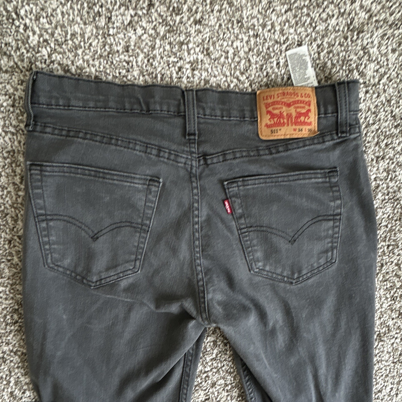 Levi’s Men’s Slim Skinny Fit Gray Dark Wash Denim Jeans Low Rise 5-Pocket