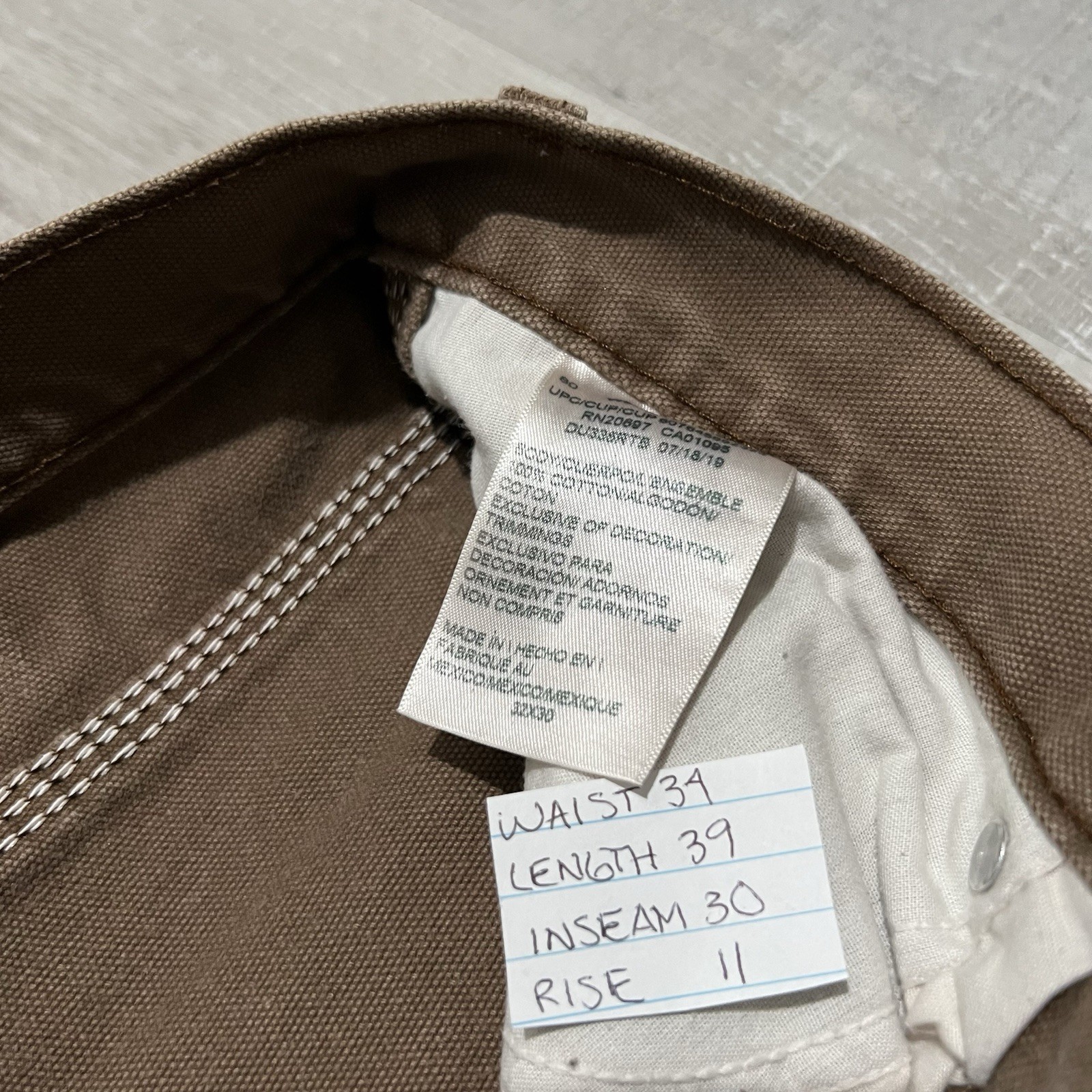 Dickies Paint Splatter Canvas Carpenter Work Pants Brown Skater Distressed Sz 34