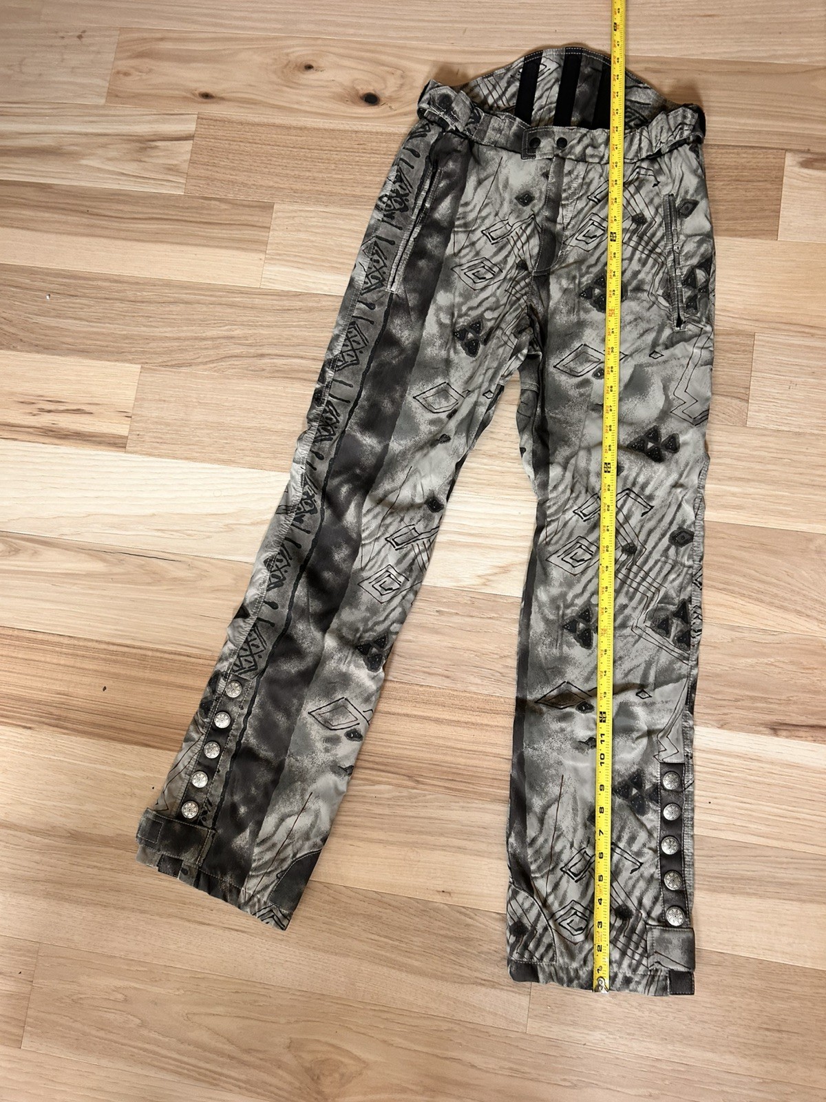 Hell Is For Heroes Abstract Print Snow Pants Brown Beige Black Nylon Size 27