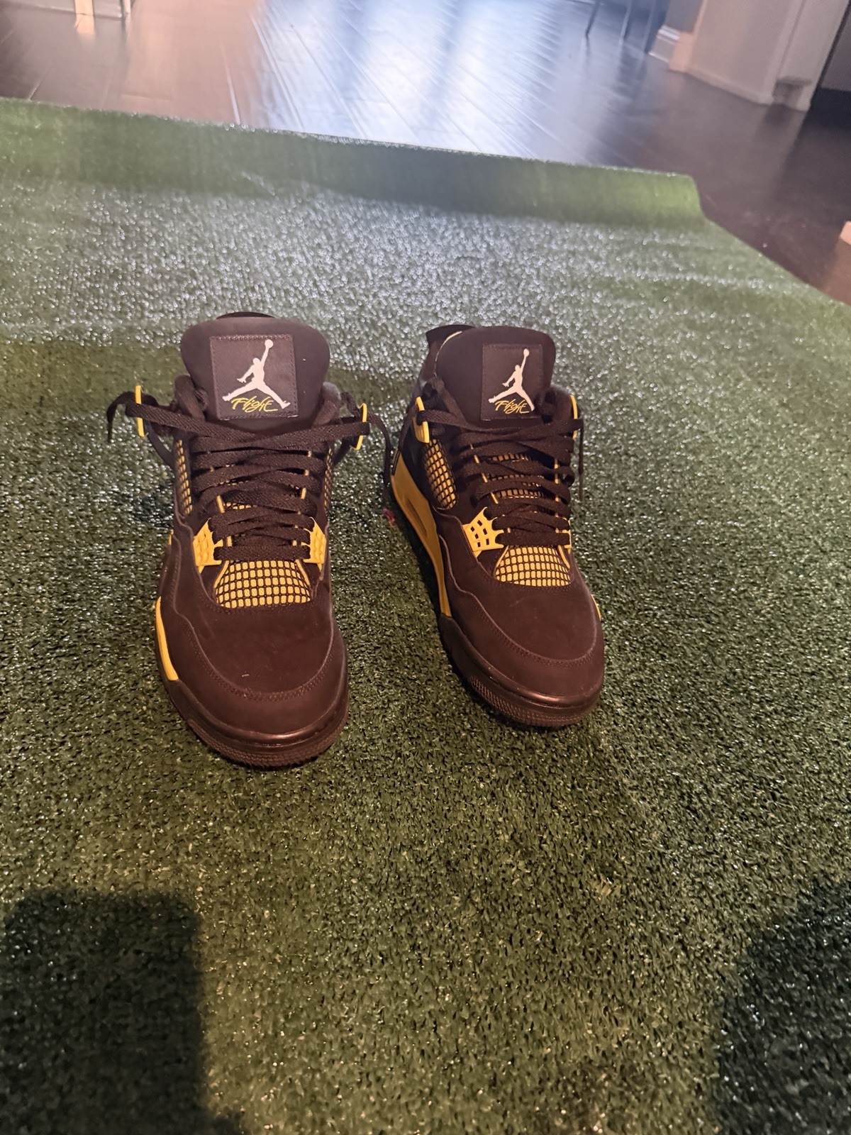 Jordan Air Jordan 4 Black/Yellow Colorblock Mid Top Lace-Up Men’s Sneaker