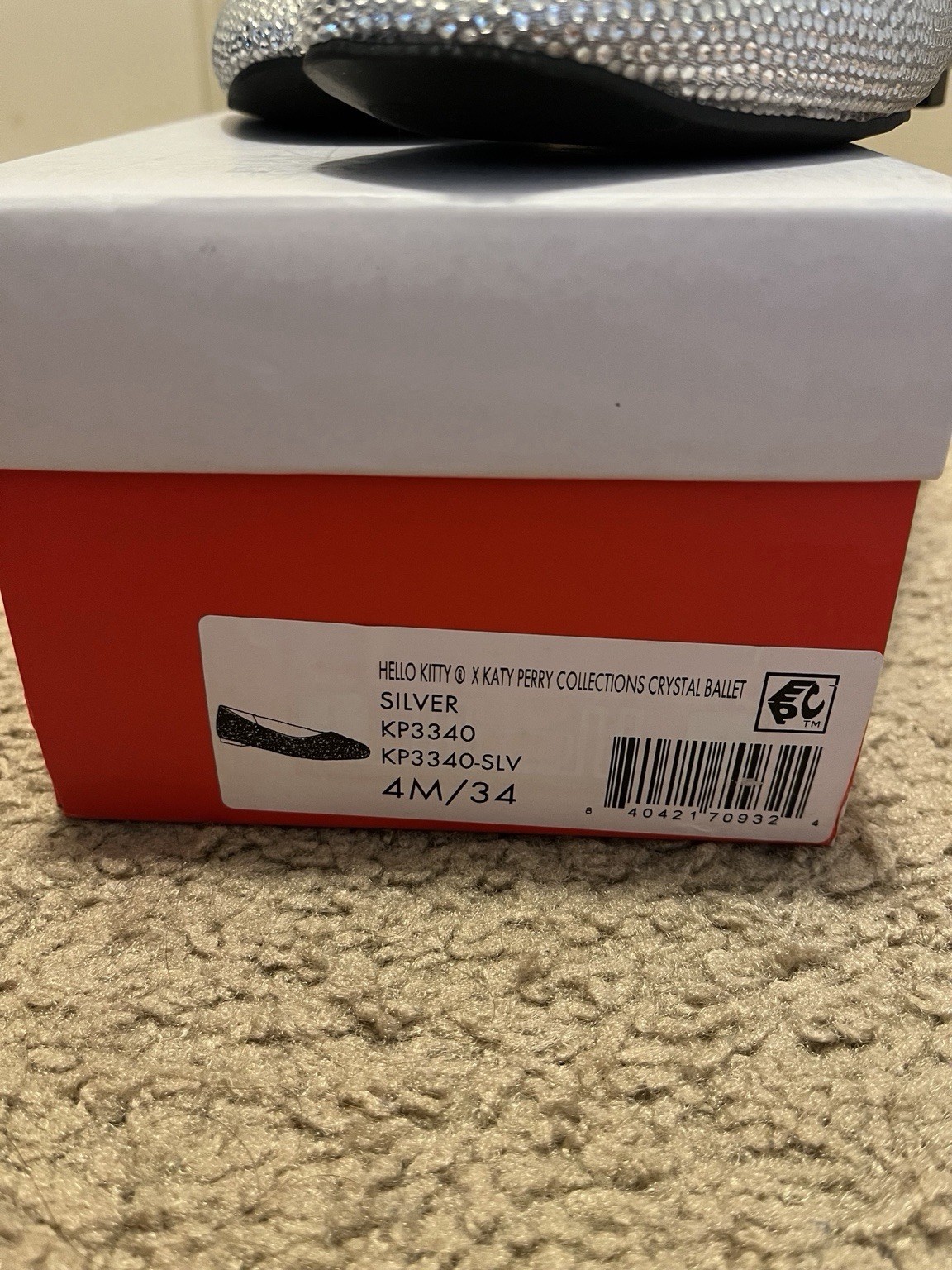 Hello Kitty x Katy Perry Crystal Ballet Flats Silver Size 4 New