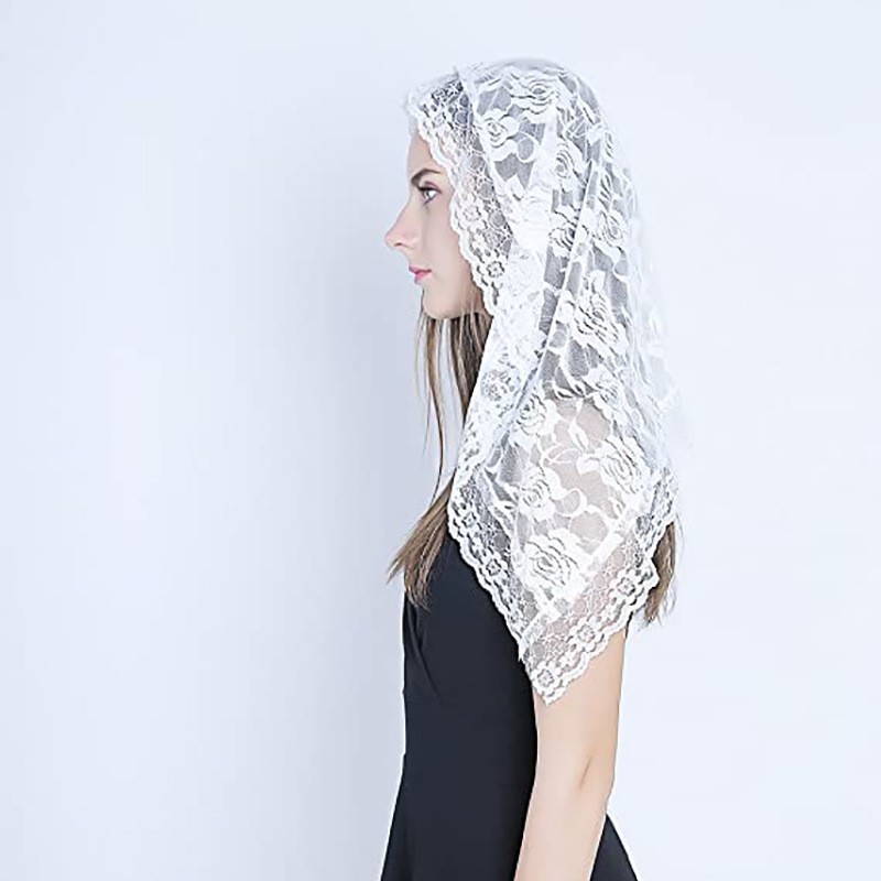 1 PACK Lace Mantilla Catholic Veil Church Chapel Head Covering Latin Mass White