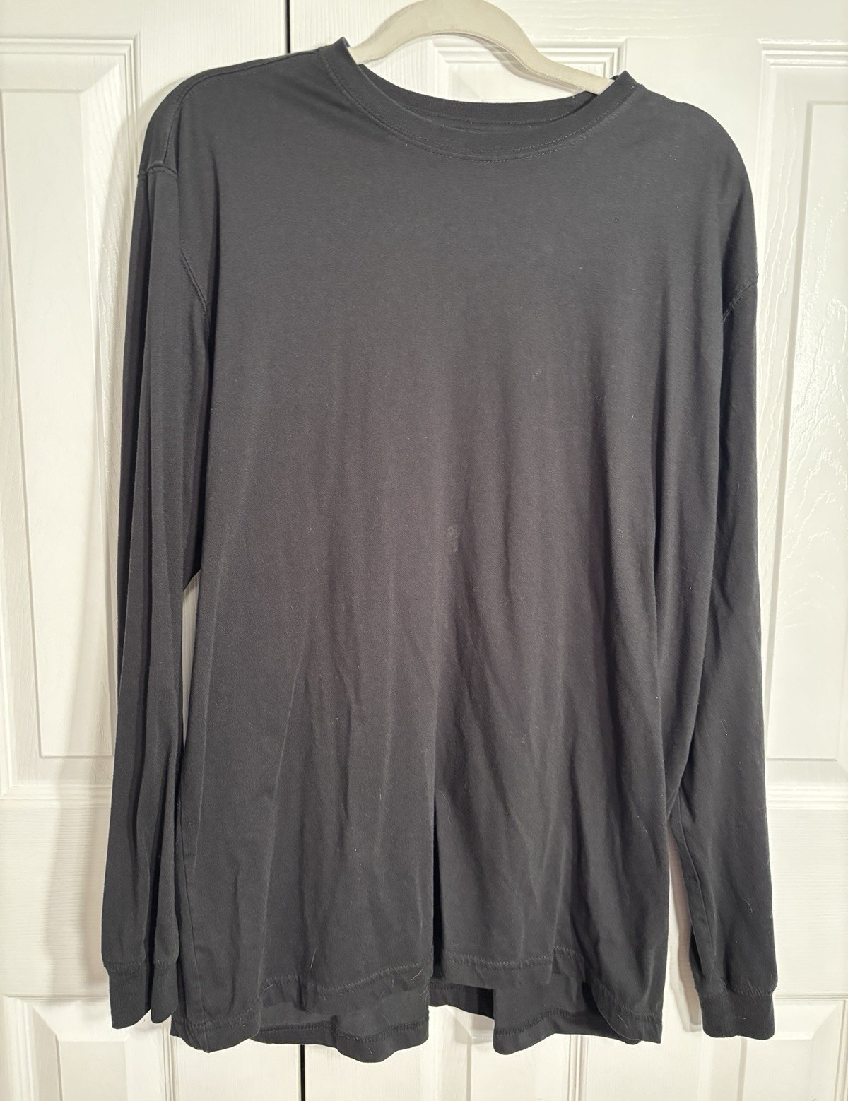 Blue Mountain Men’s L Basic Black Crew Neck Long Sleeve Tee Fall Layer CTCP