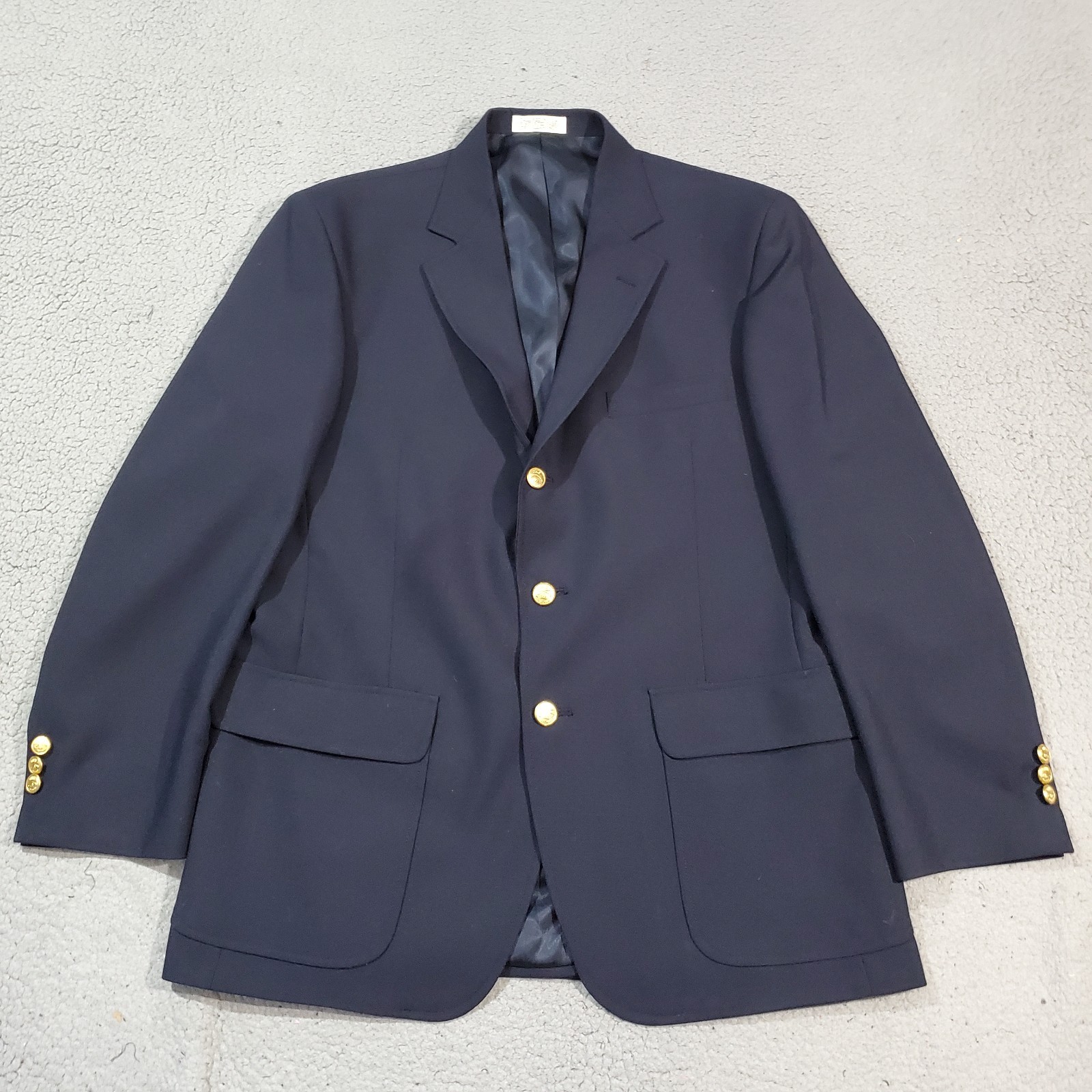 Orvis Blazer Sport Coat Jacket Mens 42R Blue Gold Buttons Worsted Wool Traveler
