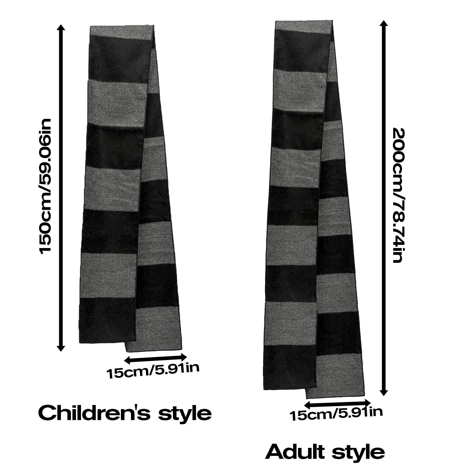 Nutbind Long Striped Winter Scarf Black and Gray 78 inches,