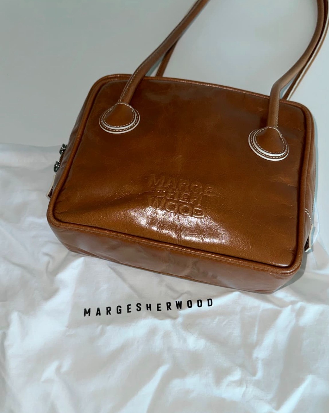 MARGE SHERWOOD PIPING Shoulder brown crinkle K-Designer Bag