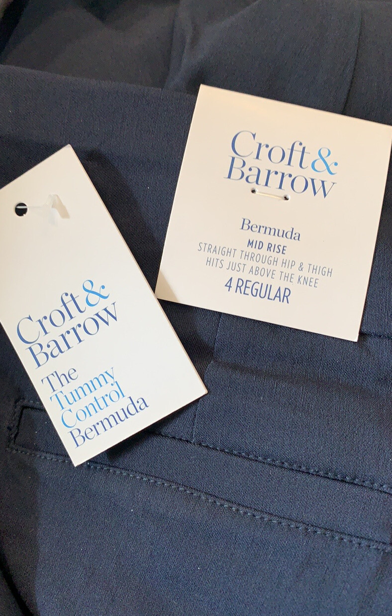 Women’s CROFT & BARROW Tummy Control Pull-On Midrise Bermuda Short Size 4 NWT