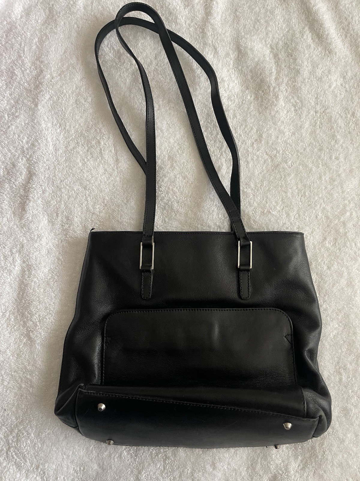 Black Shoulder Bag Zipper Accent Silver Hardware Zip Shoulder Strap Women