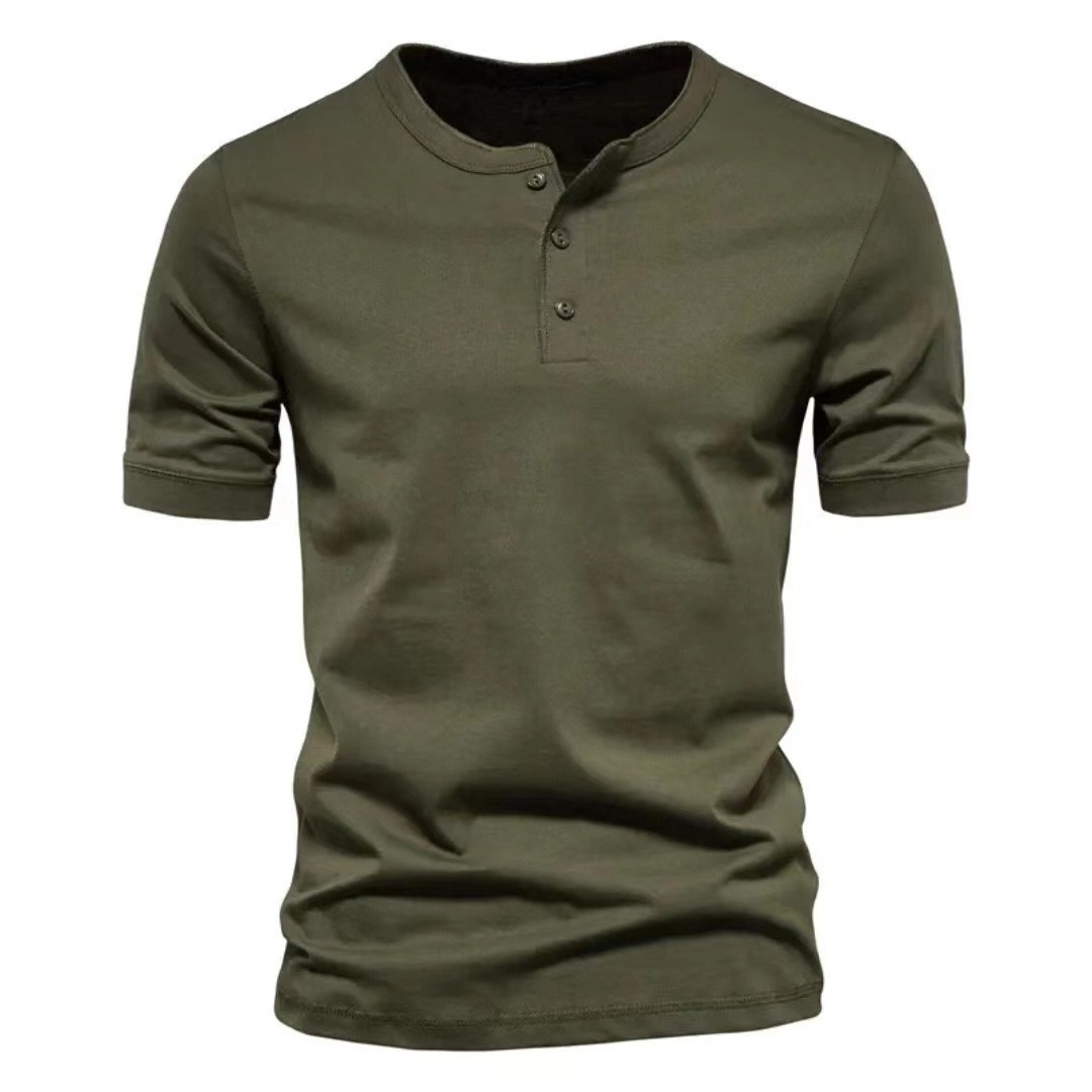 Summer American Retro Crew Neck Solid Color Casual Tee