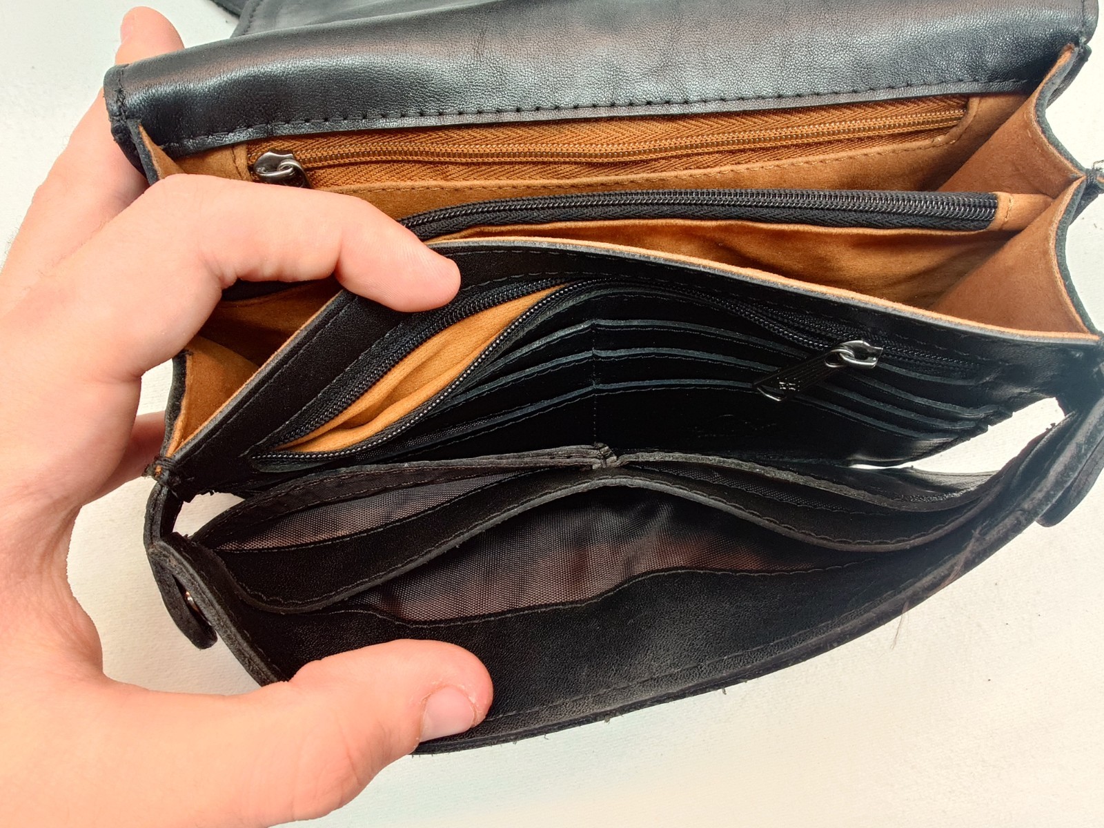 Patricia Nash Bianco Crossbody Organizer Black Zipper High Capacity