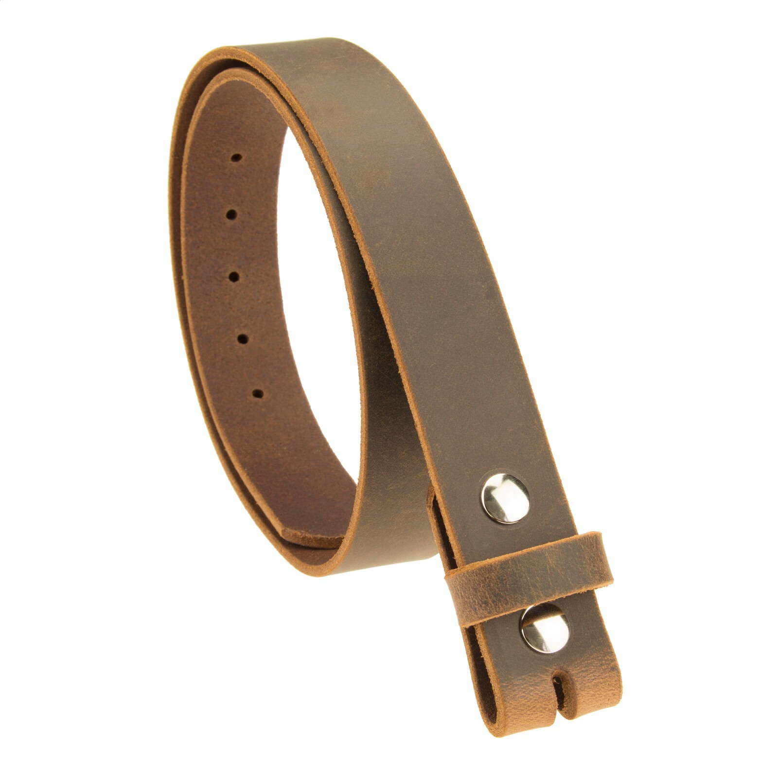 Buffalo Leather Casual Belt Strap_No Buckle_1-1/2″_Amish Handmade Black – Brown
