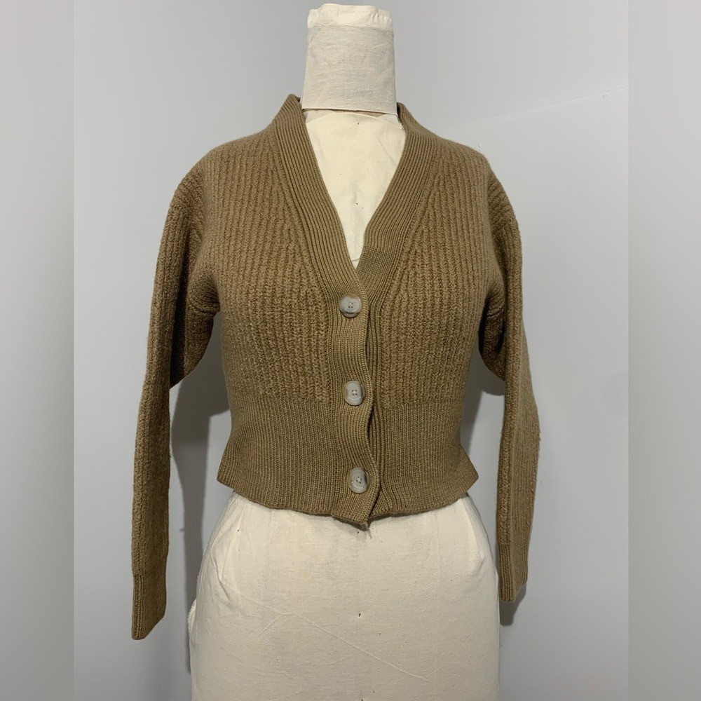 Babaton Retro Cropped 100% Merino Wool Cardigan – Size Small