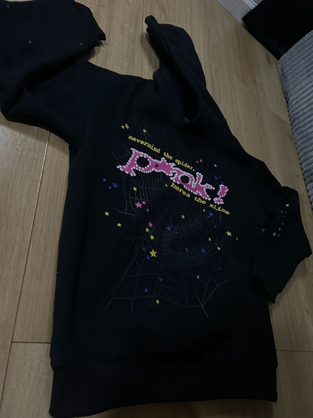 Pink! Nevermind The Spider Here’s The Slime Graphic Hoodie Black