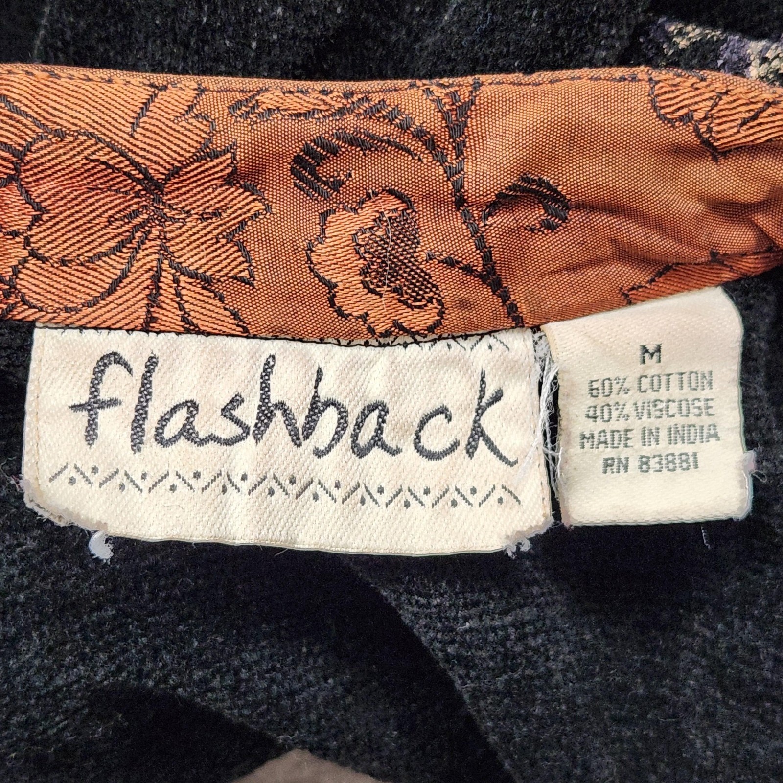 Flashback Jacket Womens Medium Embroidered Floral Button Boho India Cotton Blend