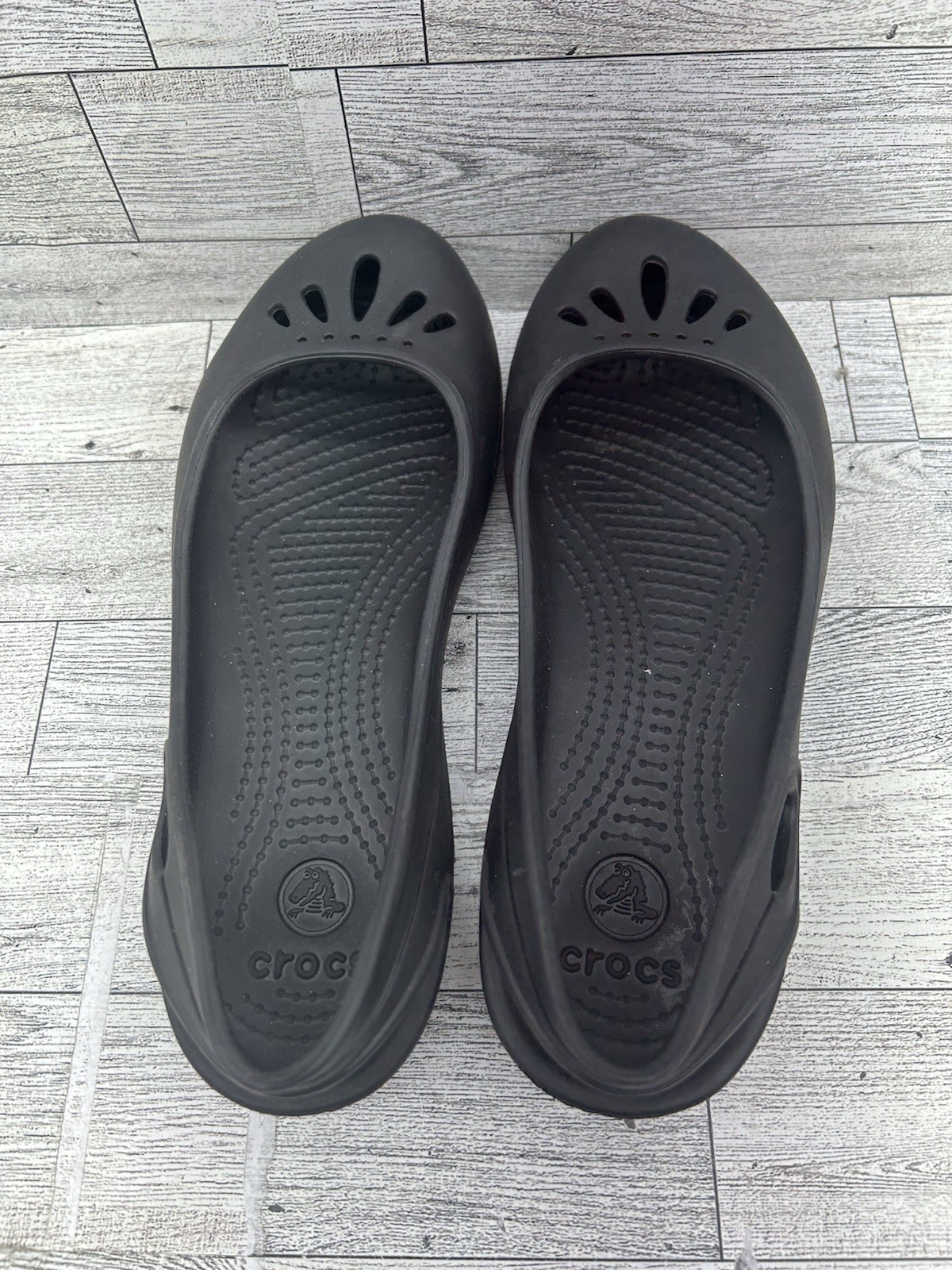 Crocs Kadee Black Slip On Ballet Flat Slingback Shoes 11215 Women Size 6