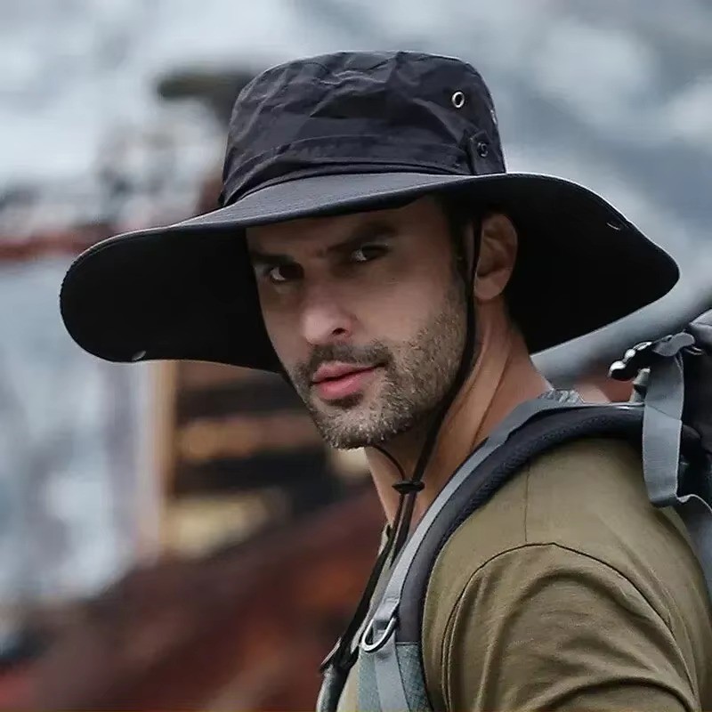 Wide Brim Sun Hat UV Protection Bucket Cap For Hiking Camping Fishing Safari Men