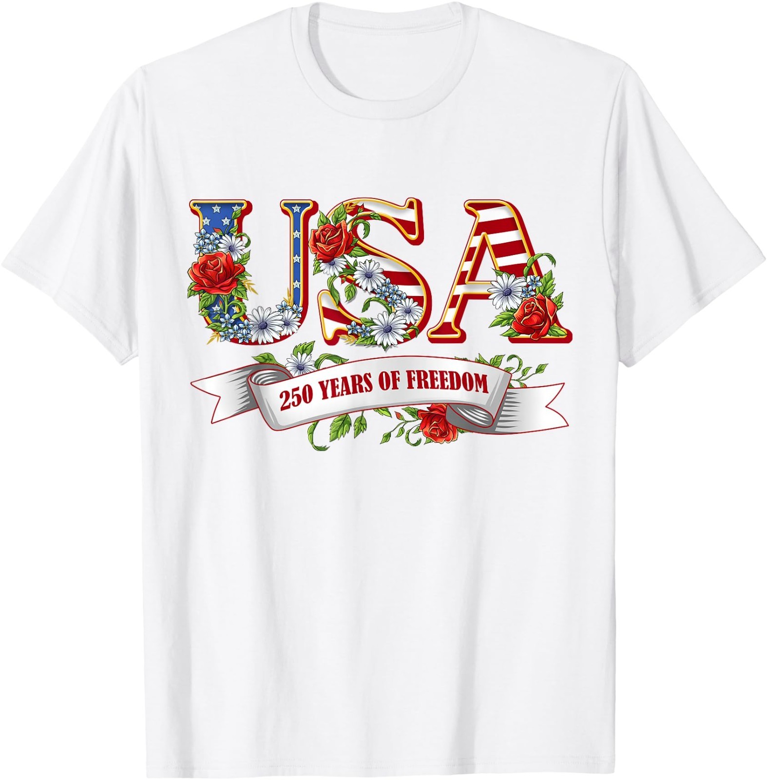 USA 250 Years of Freedom Patriotic Wildflower 4th of July Kid Adult T-Shirt