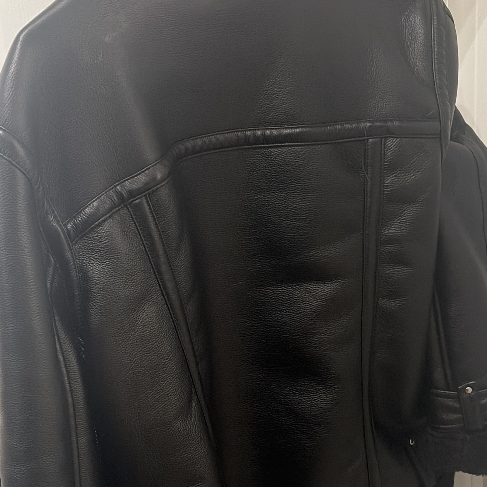 Topshop Black Faux Leather Lined Moto Biker Jacket Buckle Zip Women’s US 4
