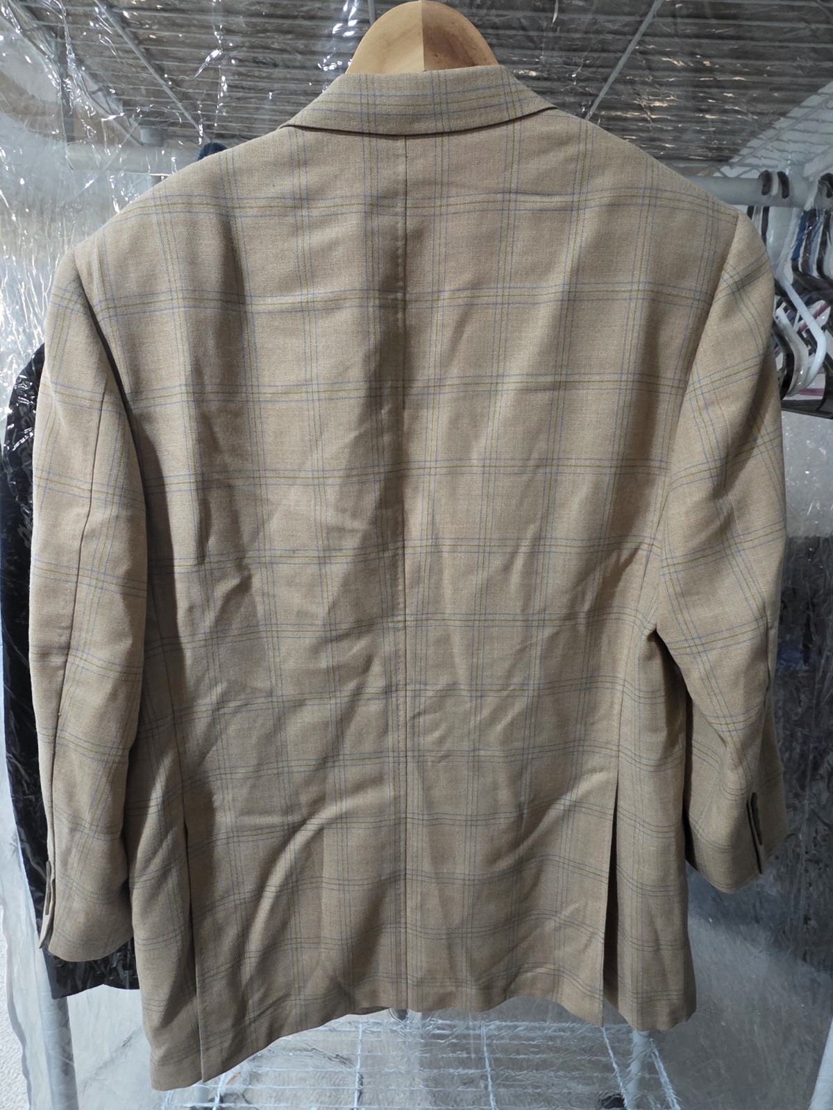 Brioni Palatino Tan Beige Windowpane Sport Coat Jacket 44r Wool